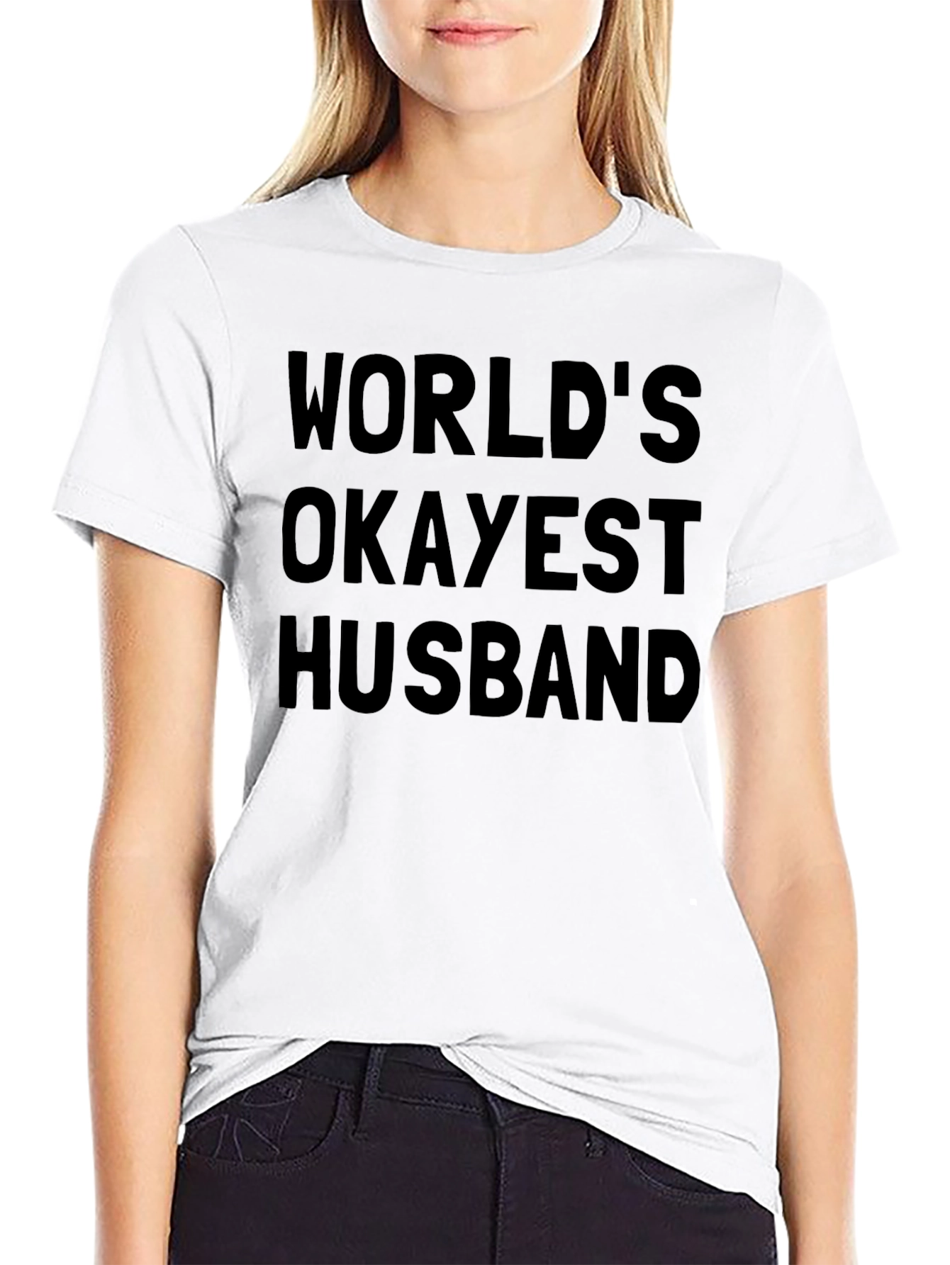 Worlds Okayest Husband T-Shirt - Black Casual Tee