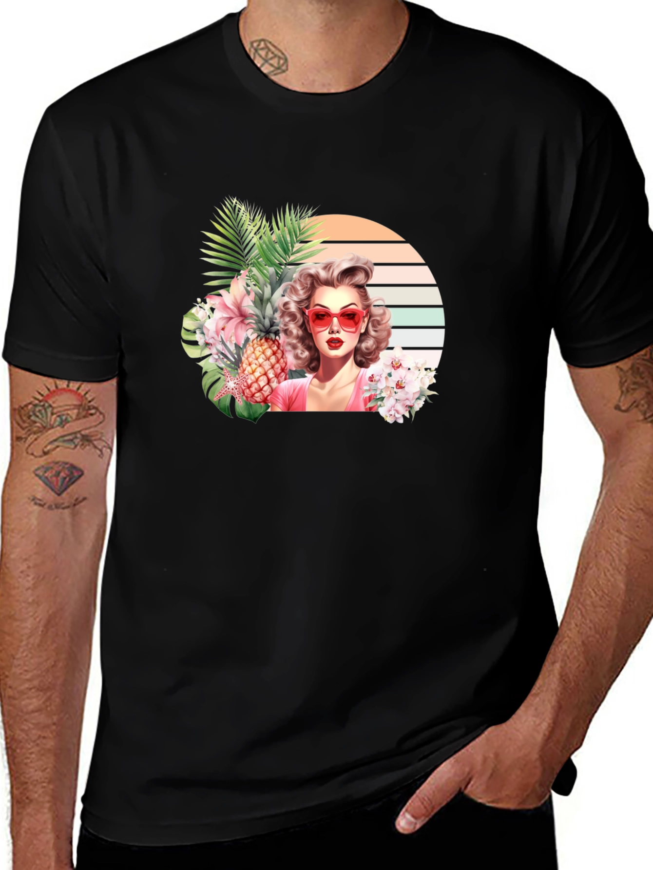 Tropical Retro Woman Graphic T-Shirt