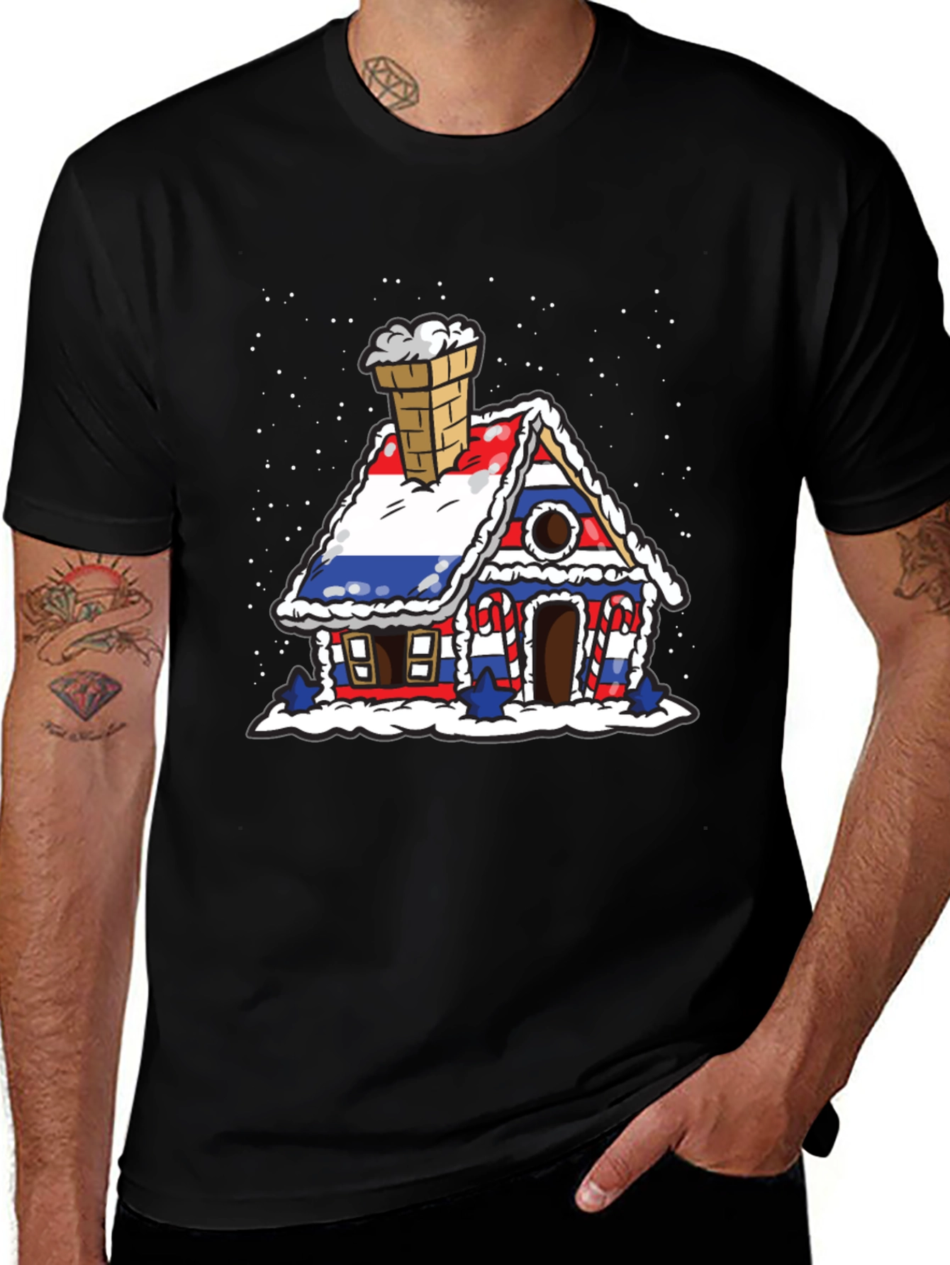Gingerbread House Flag Graphic Tee