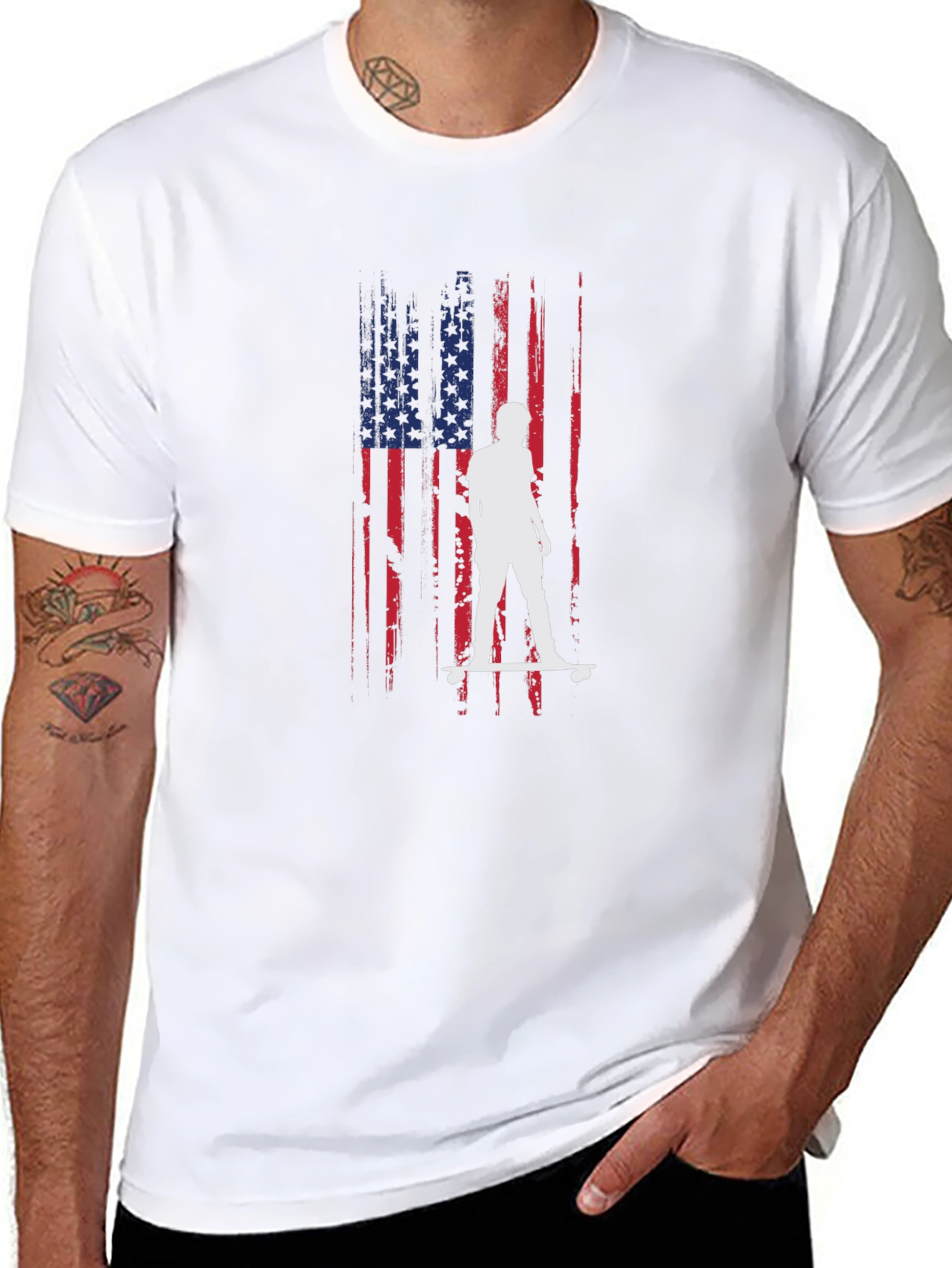 American Flag Skateboarder Graphic Tee