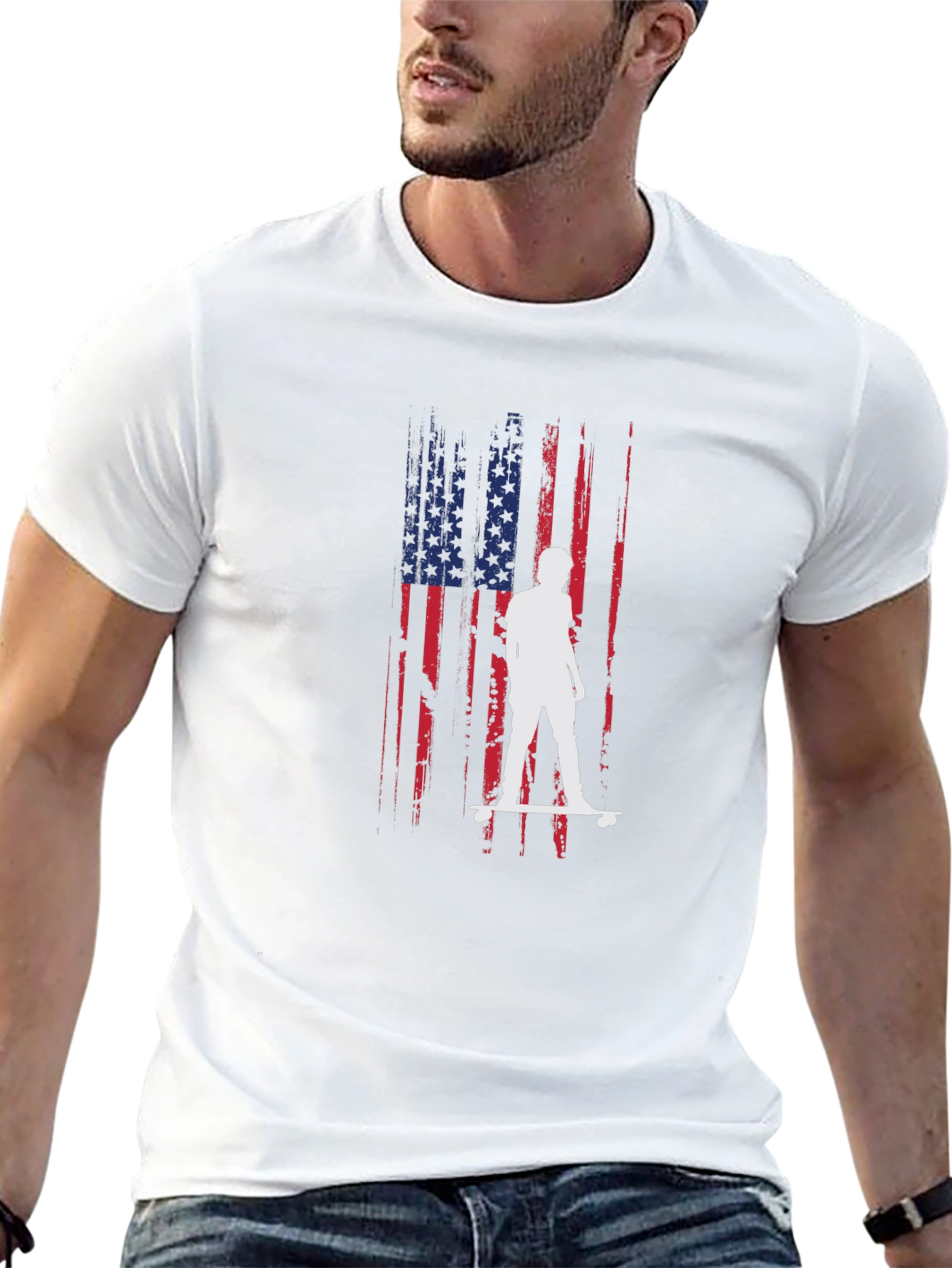 American Flag Skateboarder Graphic Tee