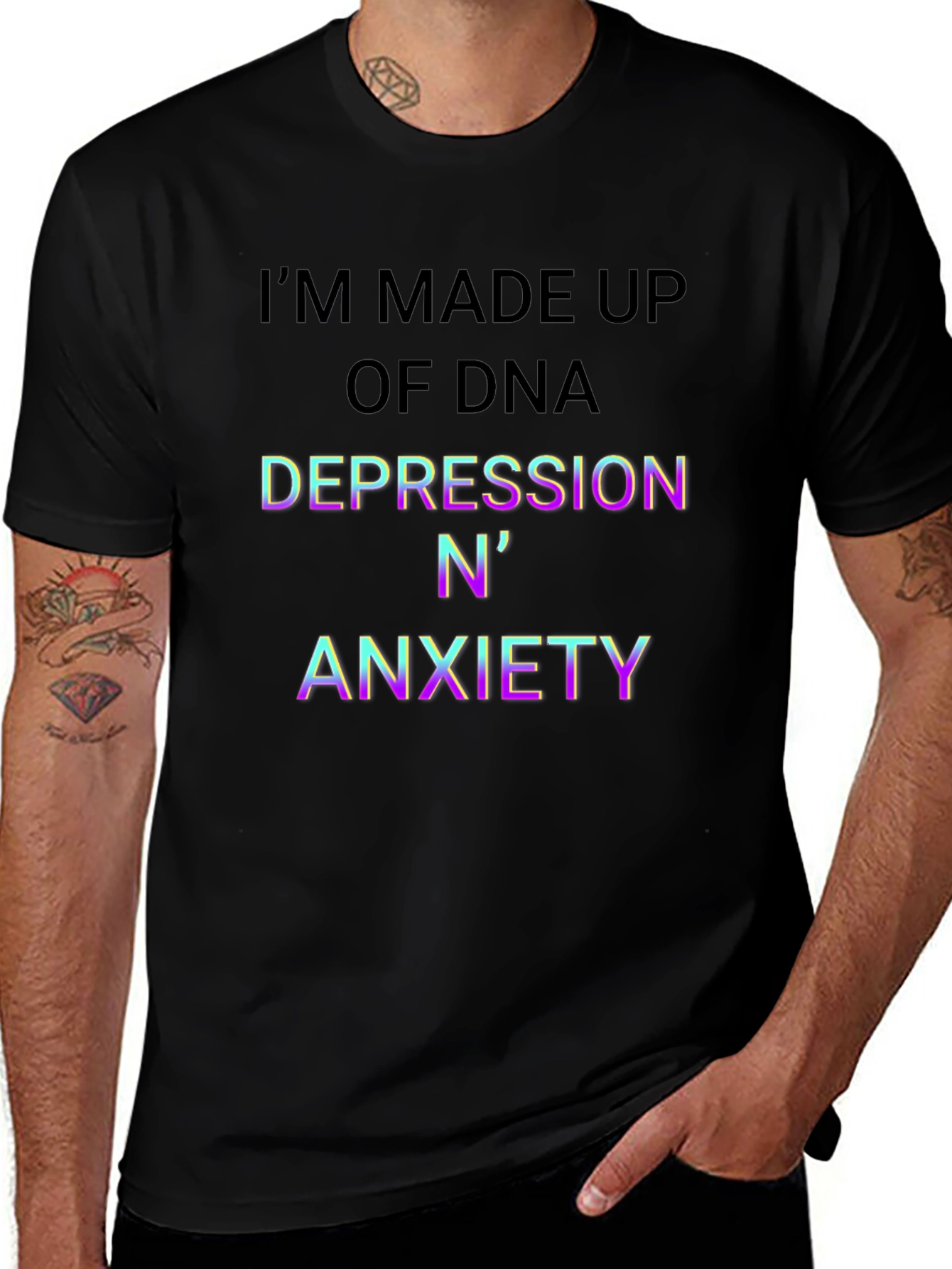 DNA Depression Anxiety Mens Black T-Shirt