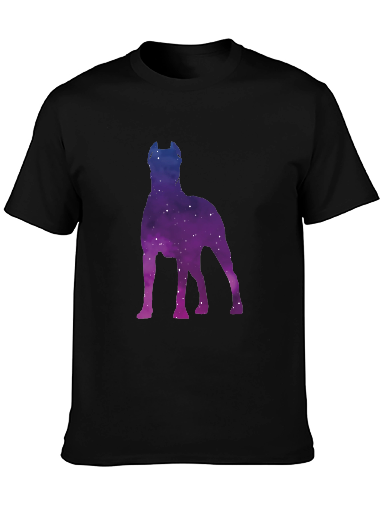 Galaxy Dog Silhouette T-Shirt - Black