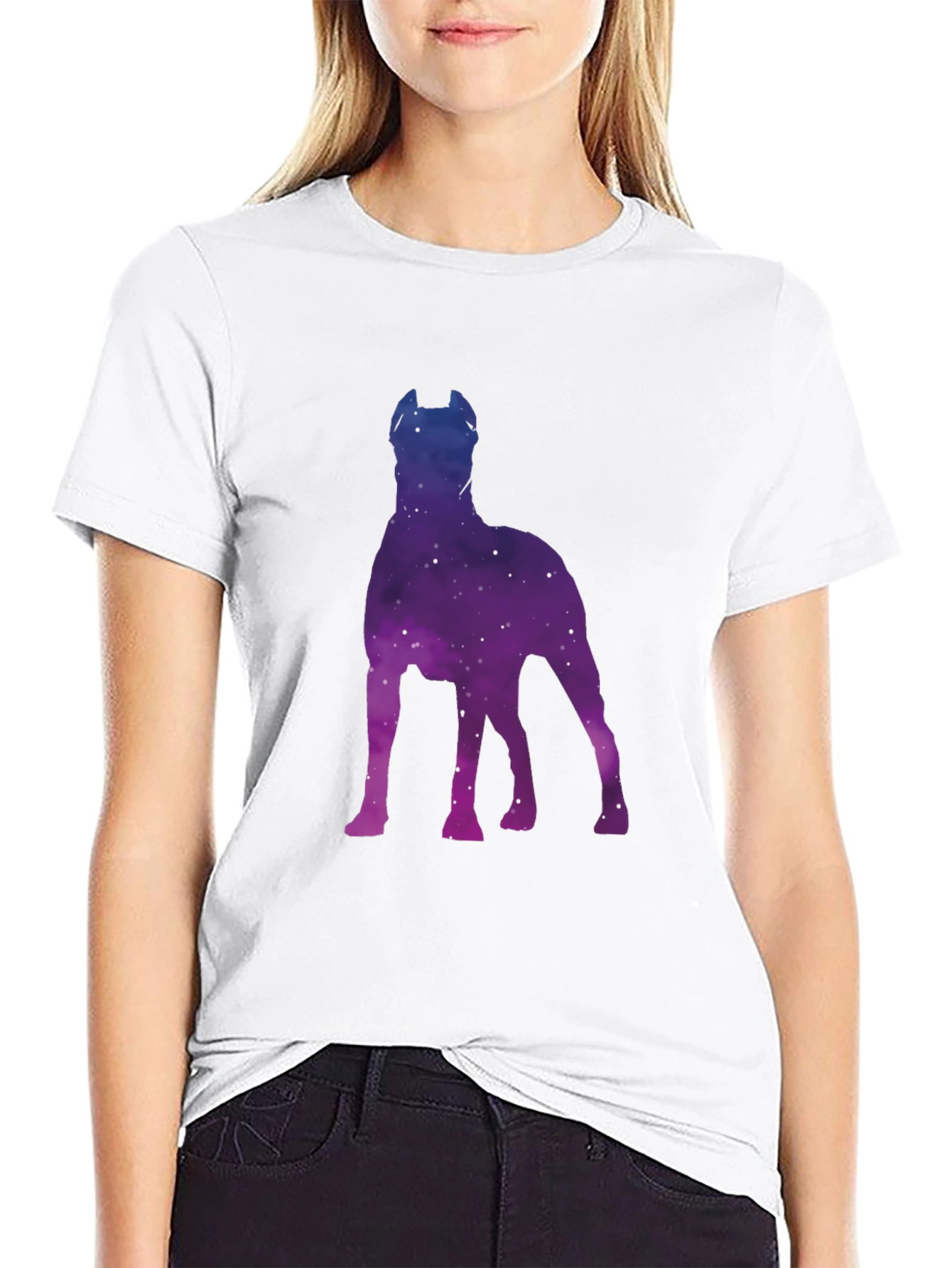 Galaxy Dog Silhouette T-Shirt - Black