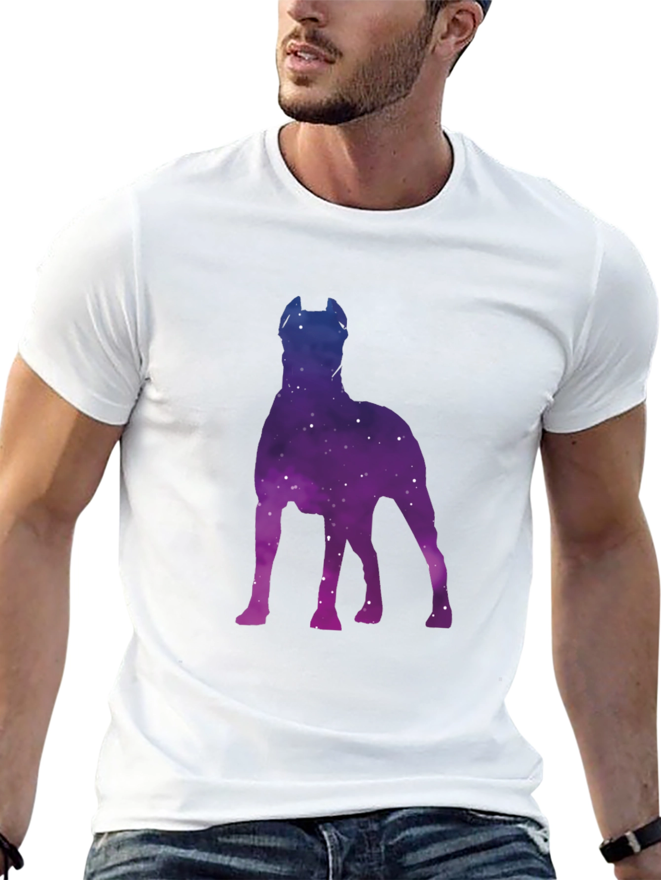 Galaxy Dog Silhouette T-Shirt - Black