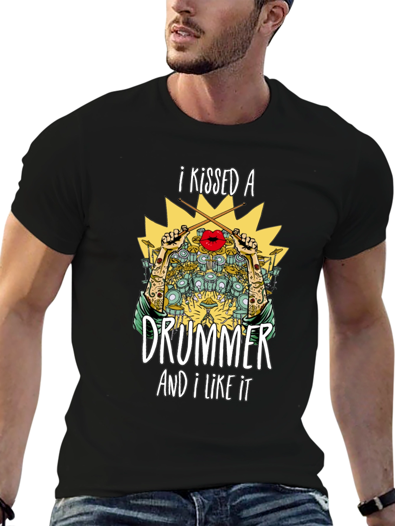 I Kissed a Drummer T-Shirt - Music Lover Tee