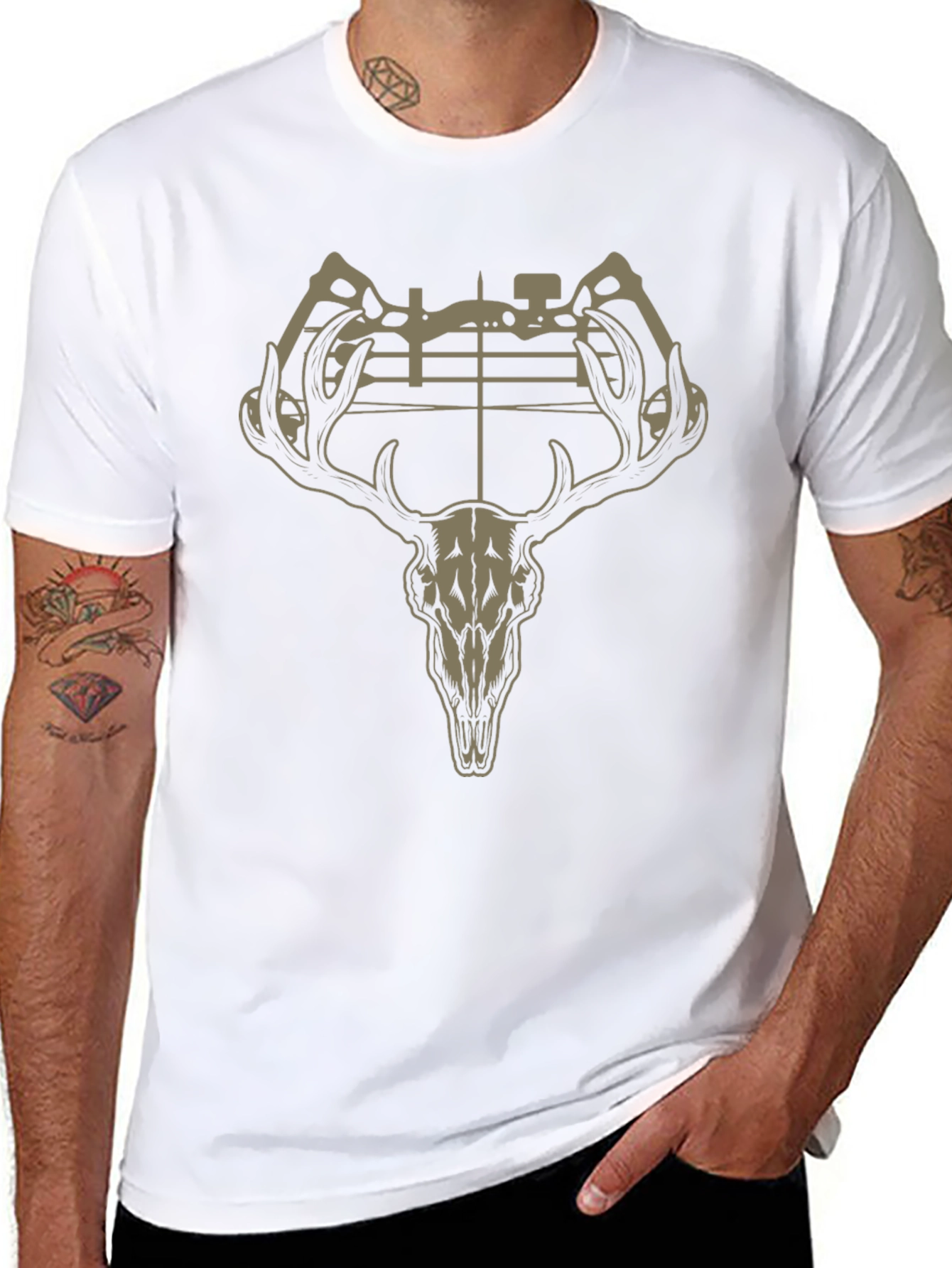 Deer Skull Bow Hunting Graphic T-Shirt