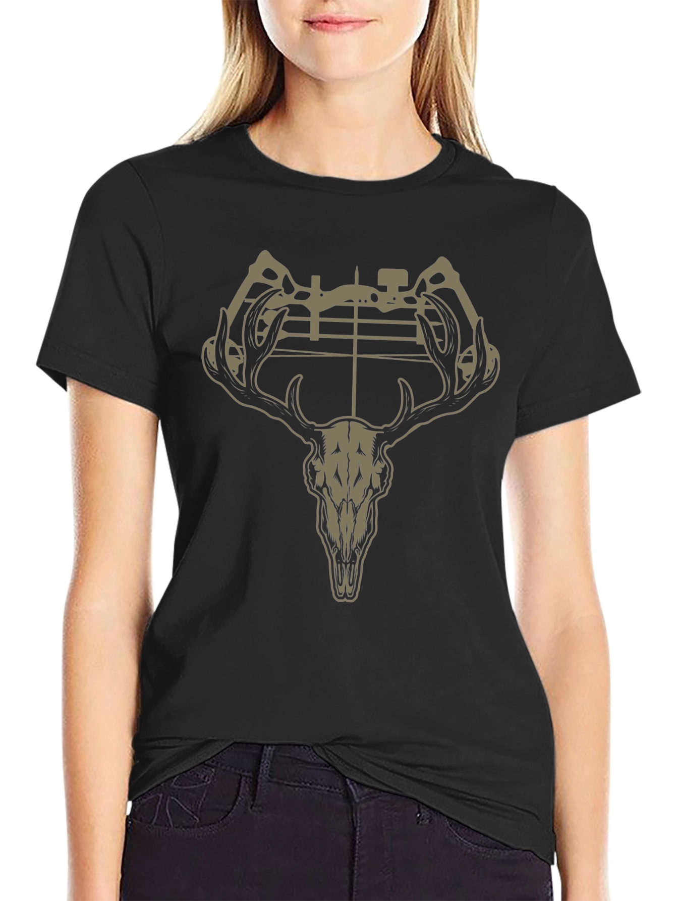 Deer Skull Bow Hunting Graphic T-Shirt