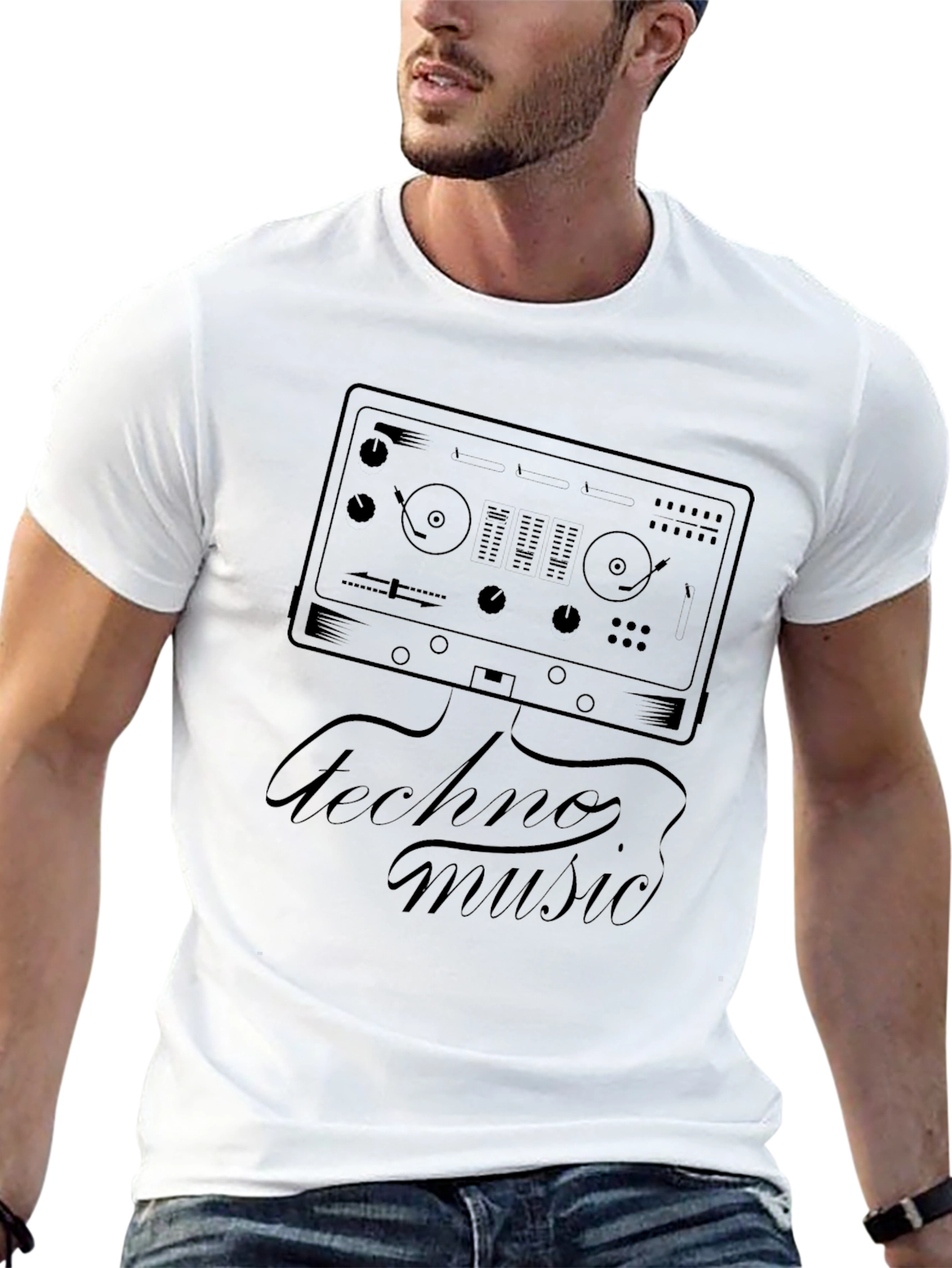 Techno Music DJ Mixer Graphic T-Shirt - Black