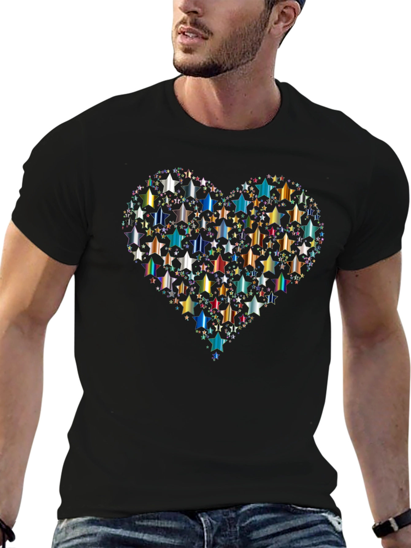 Star Heart Graphic T-Shirt - Black