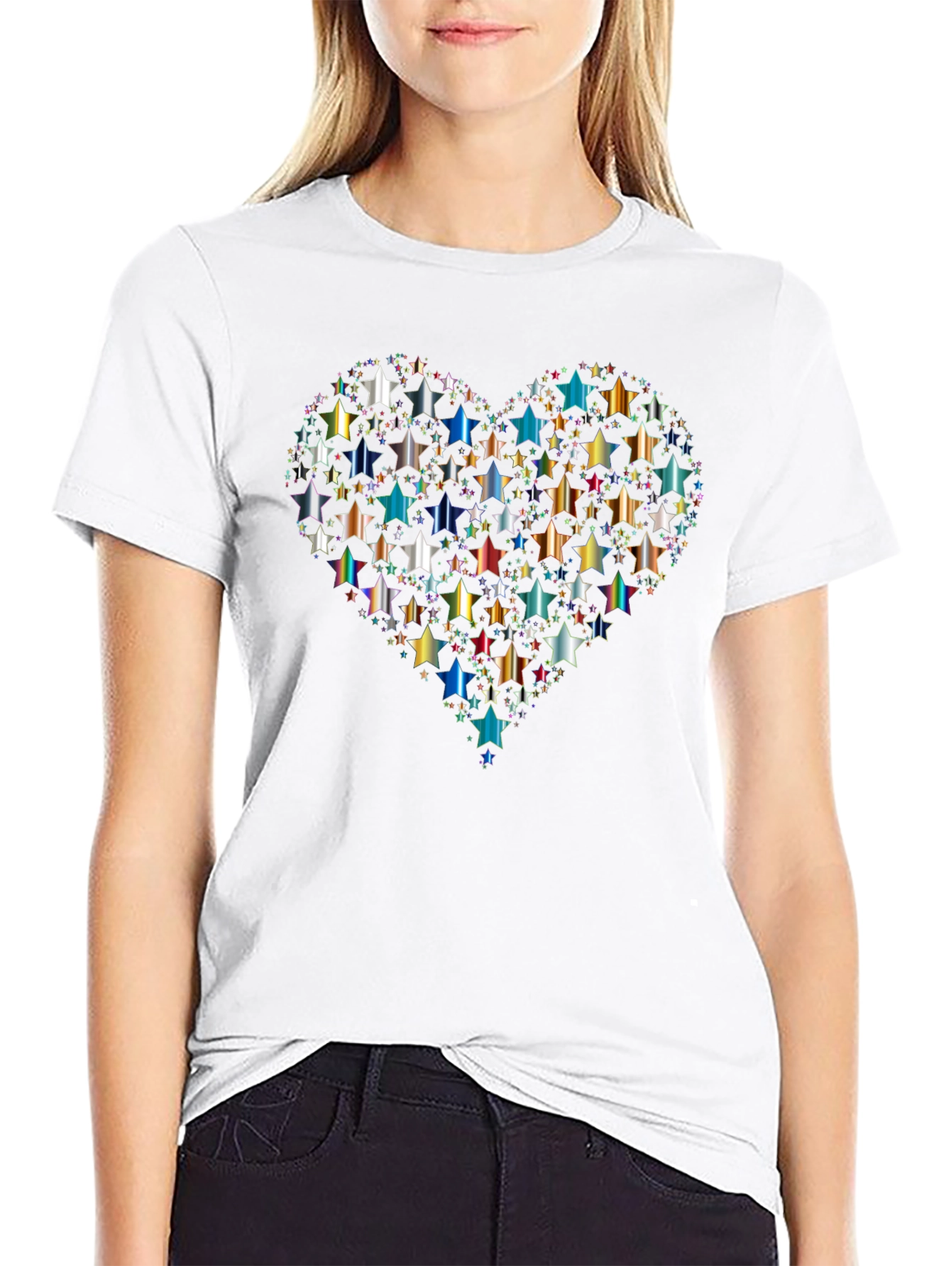 Star Heart Graphic T-Shirt - Black