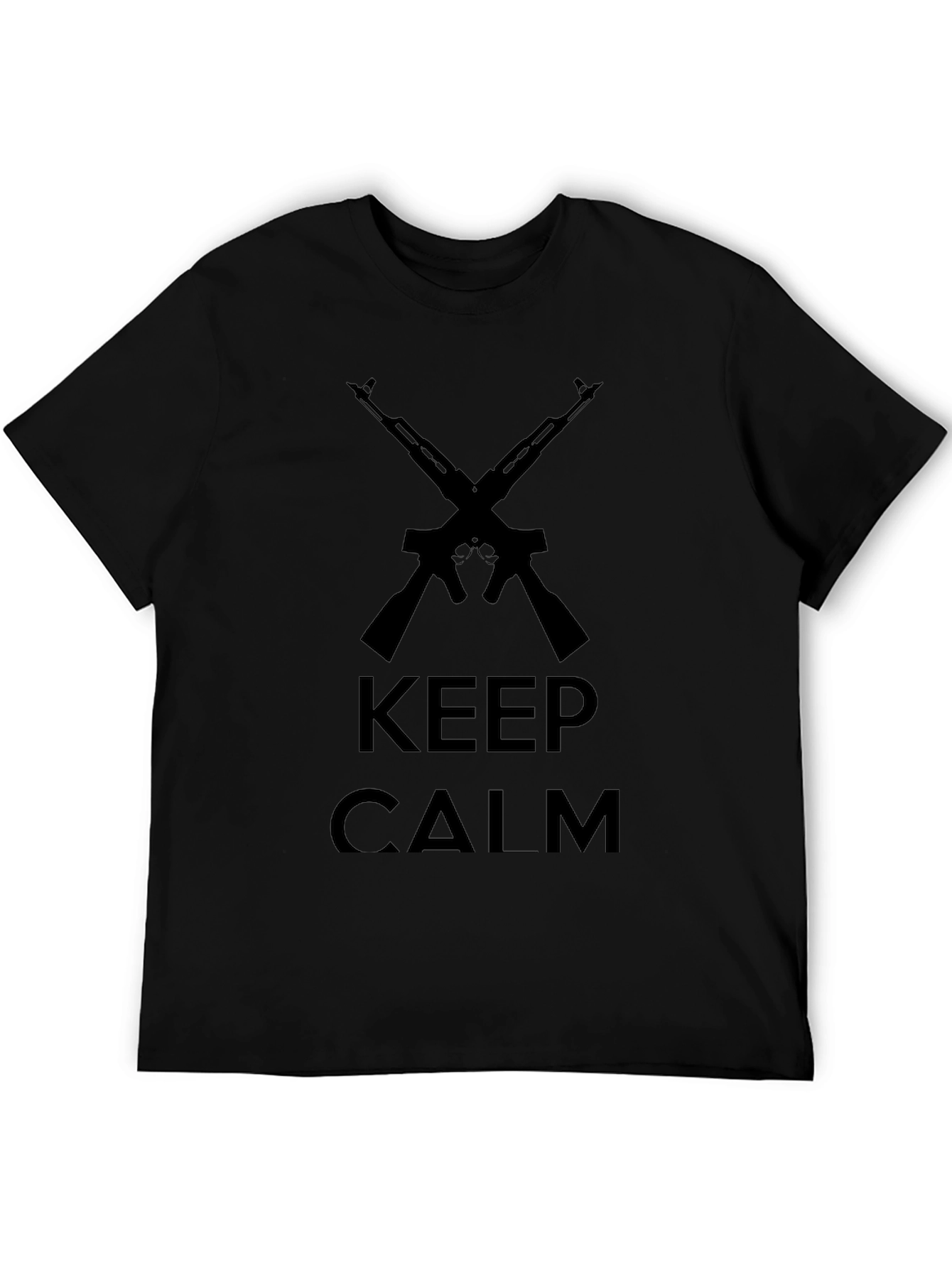 Keep Calm AK-47 Graphic Tee - Black Cotton T-Shirt