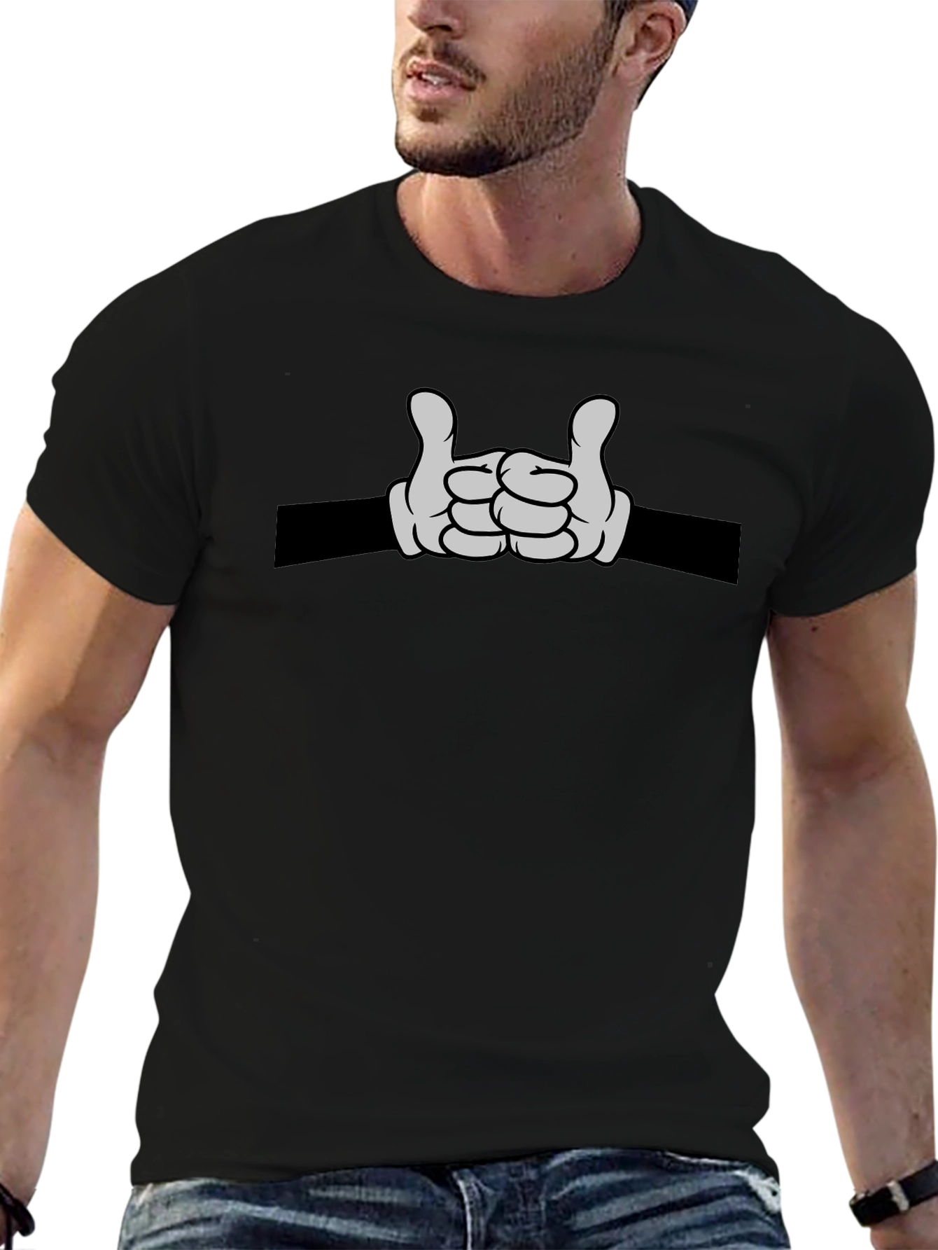 Cartoon Hands Rock On Graphic Tee