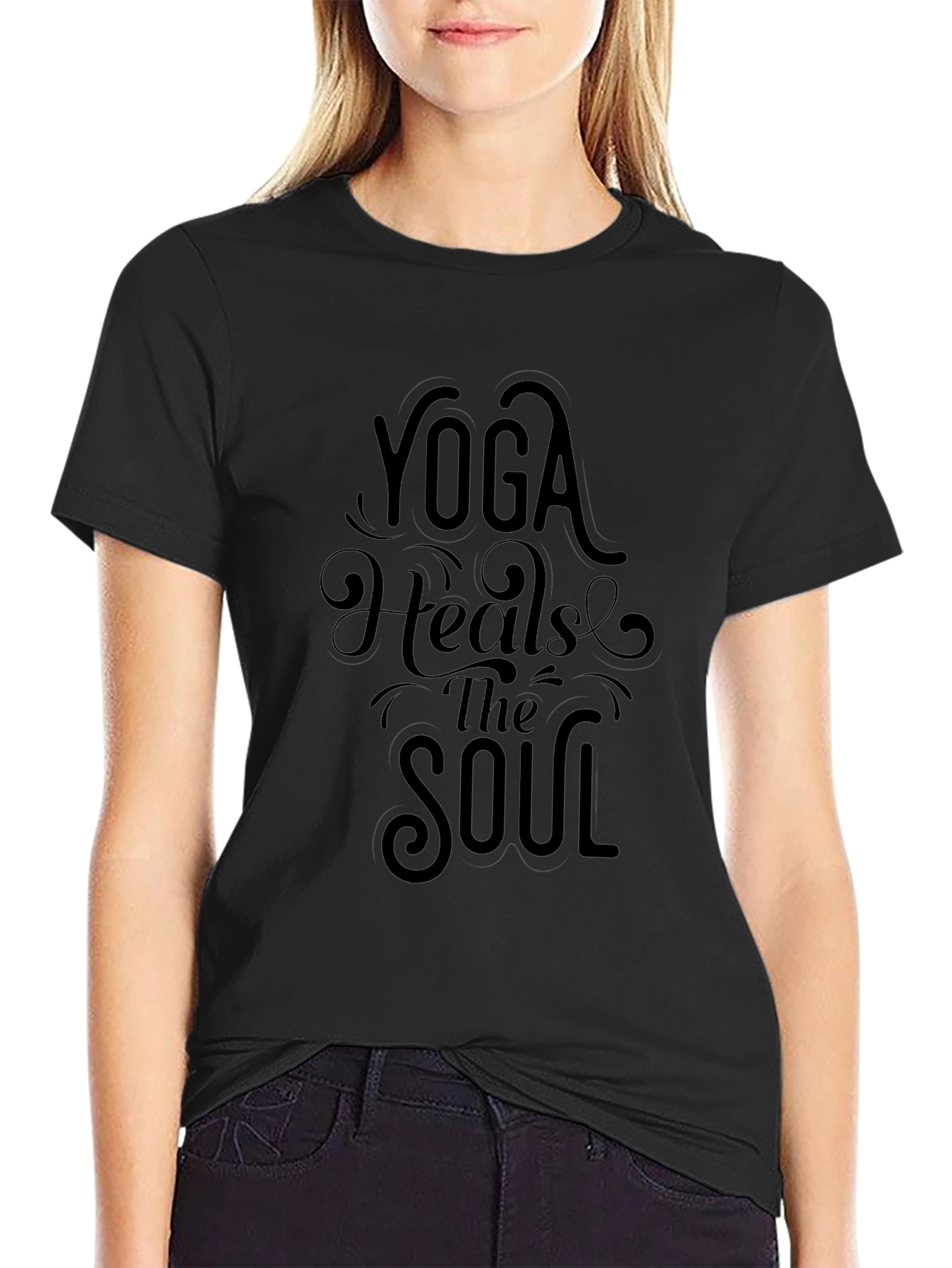 Yoga Heals the Soul Black T-Shirt