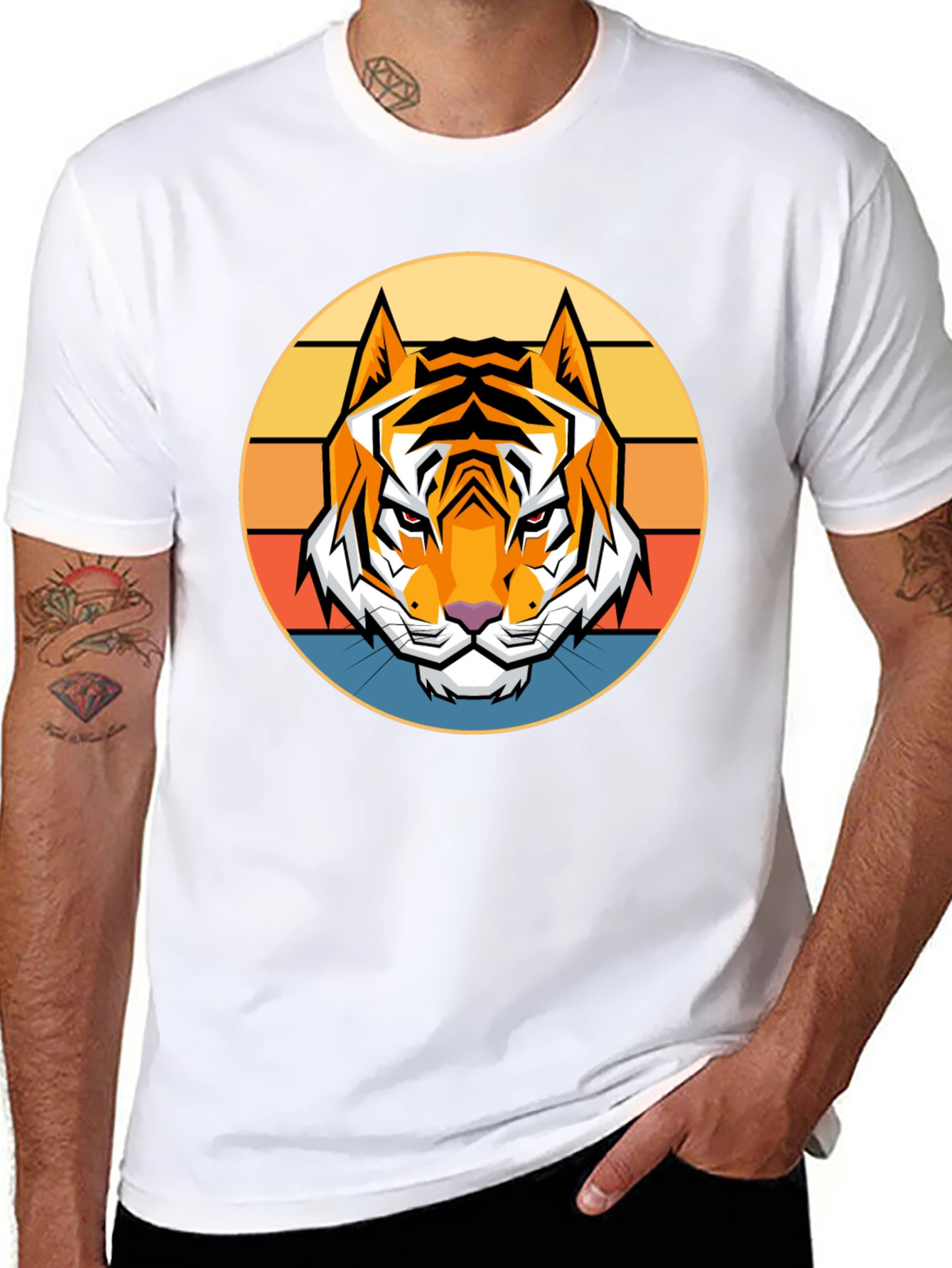 Retro Tiger Graphic T-Shirt - Bold Animal Design