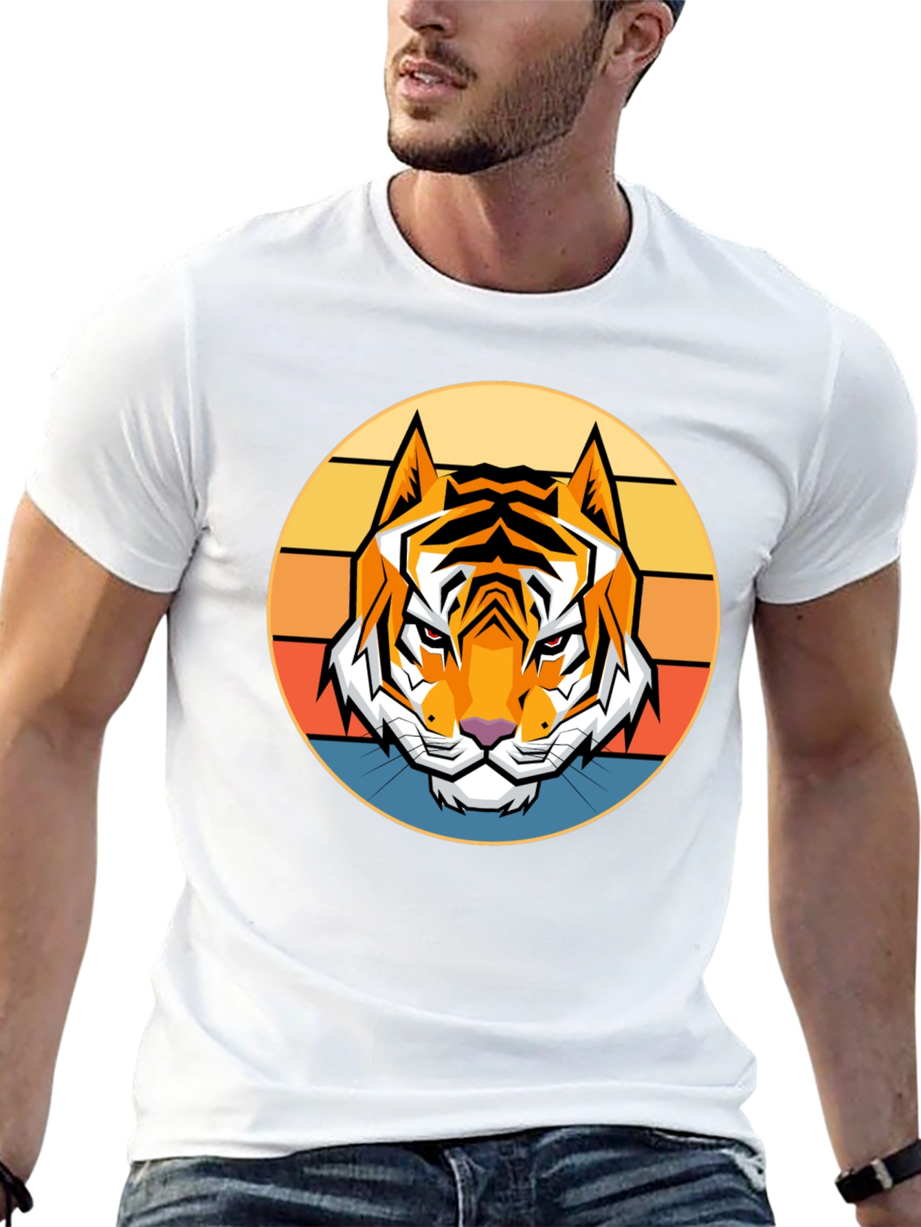 Retro Tiger Graphic T-Shirt - Bold Animal Design