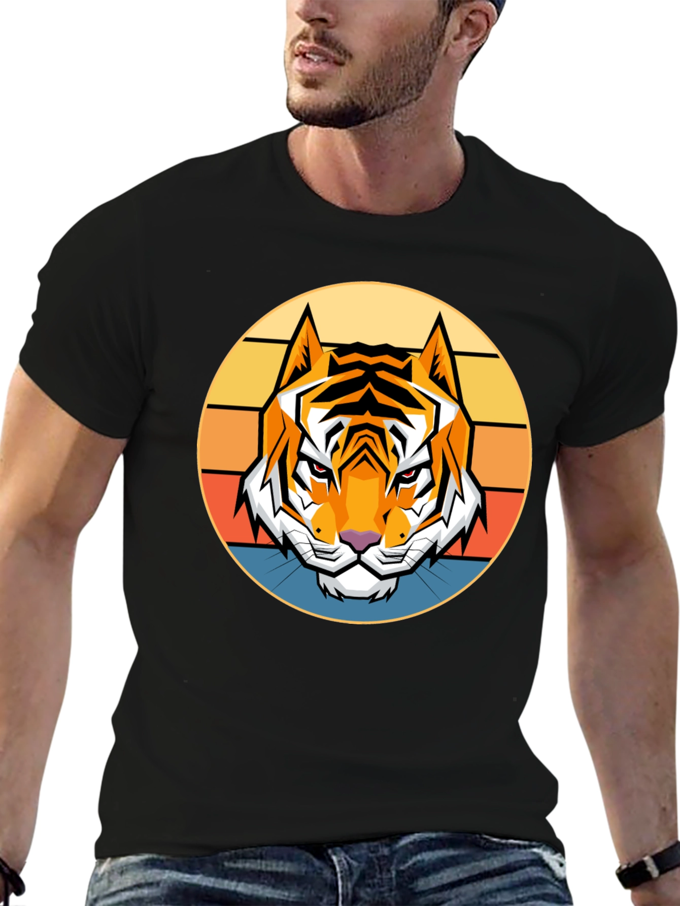 Retro Tiger Graphic T-Shirt - Bold Animal Design