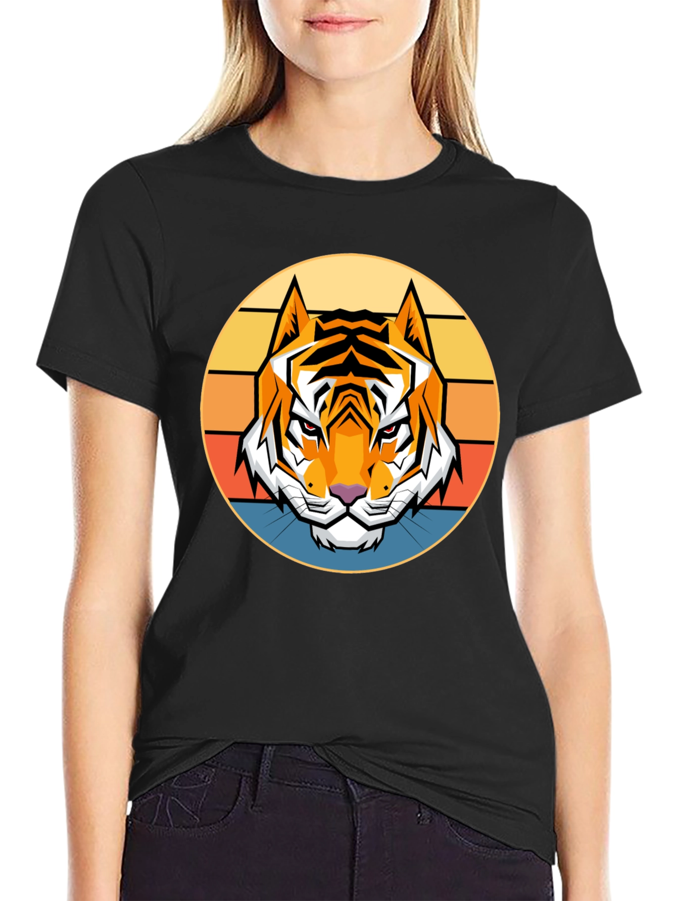 Retro Tiger Graphic T-Shirt - Bold Animal Design