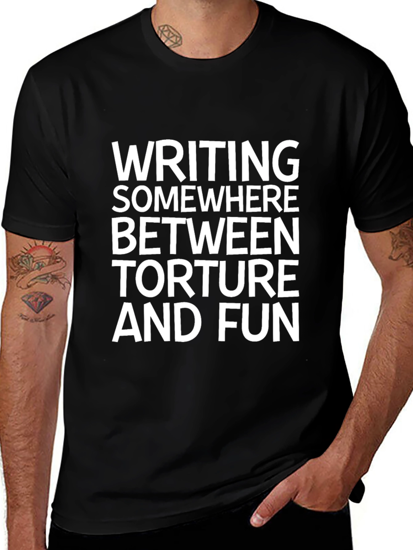 Writing: Torture and Fun Black Graphic Tee