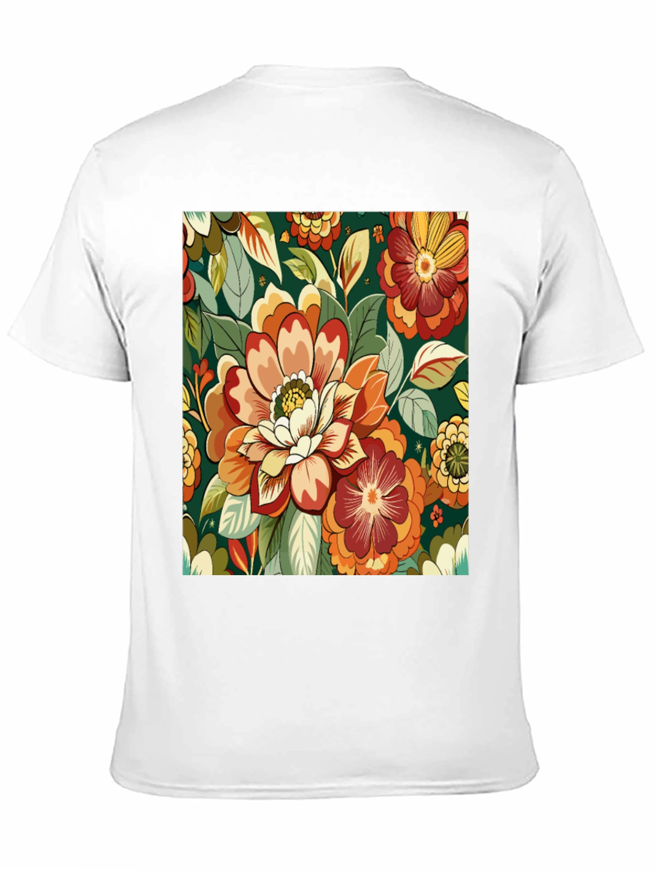 Floral Pattern Black T-Shirt