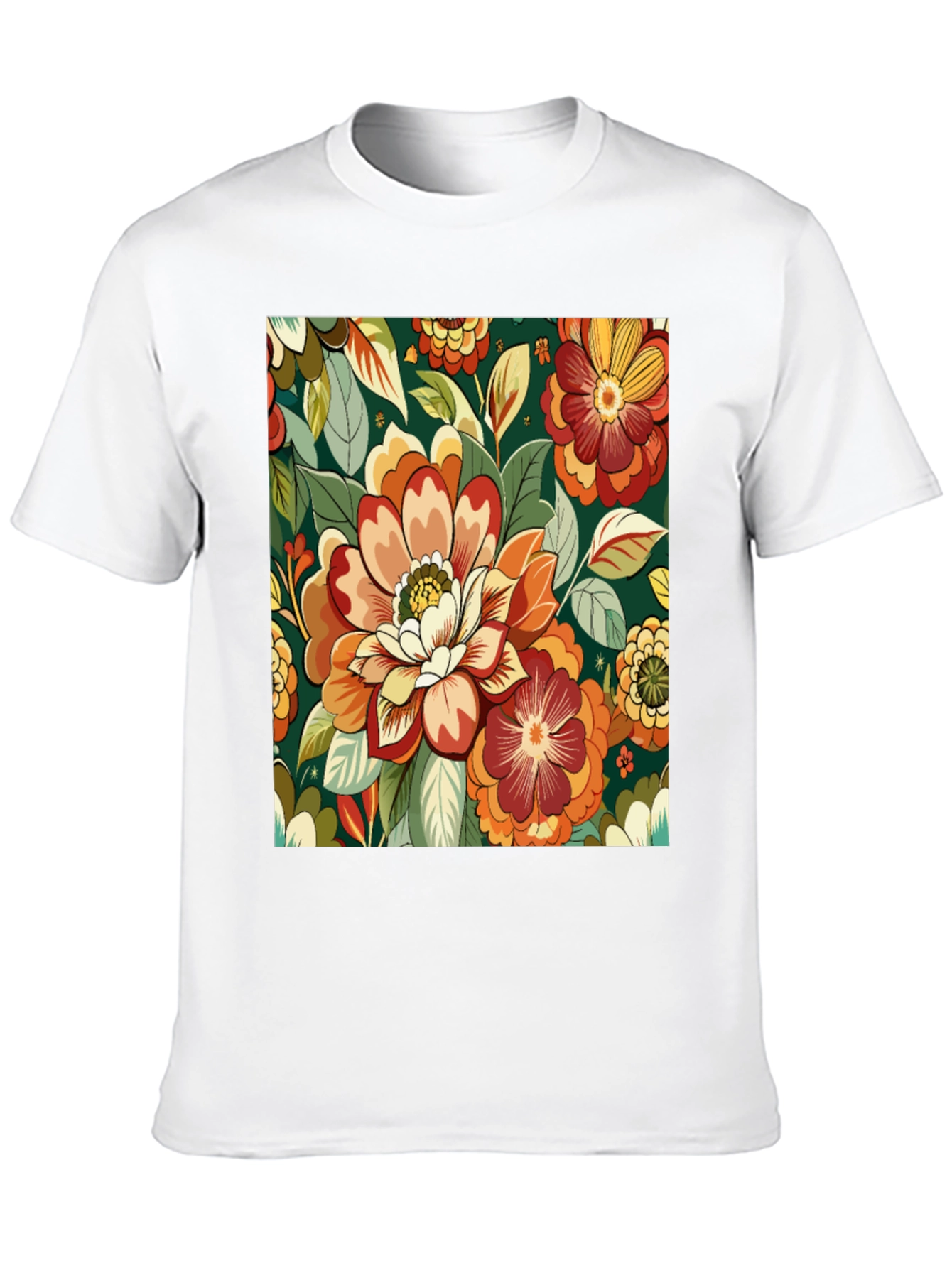 Floral Pattern Black T-Shirt