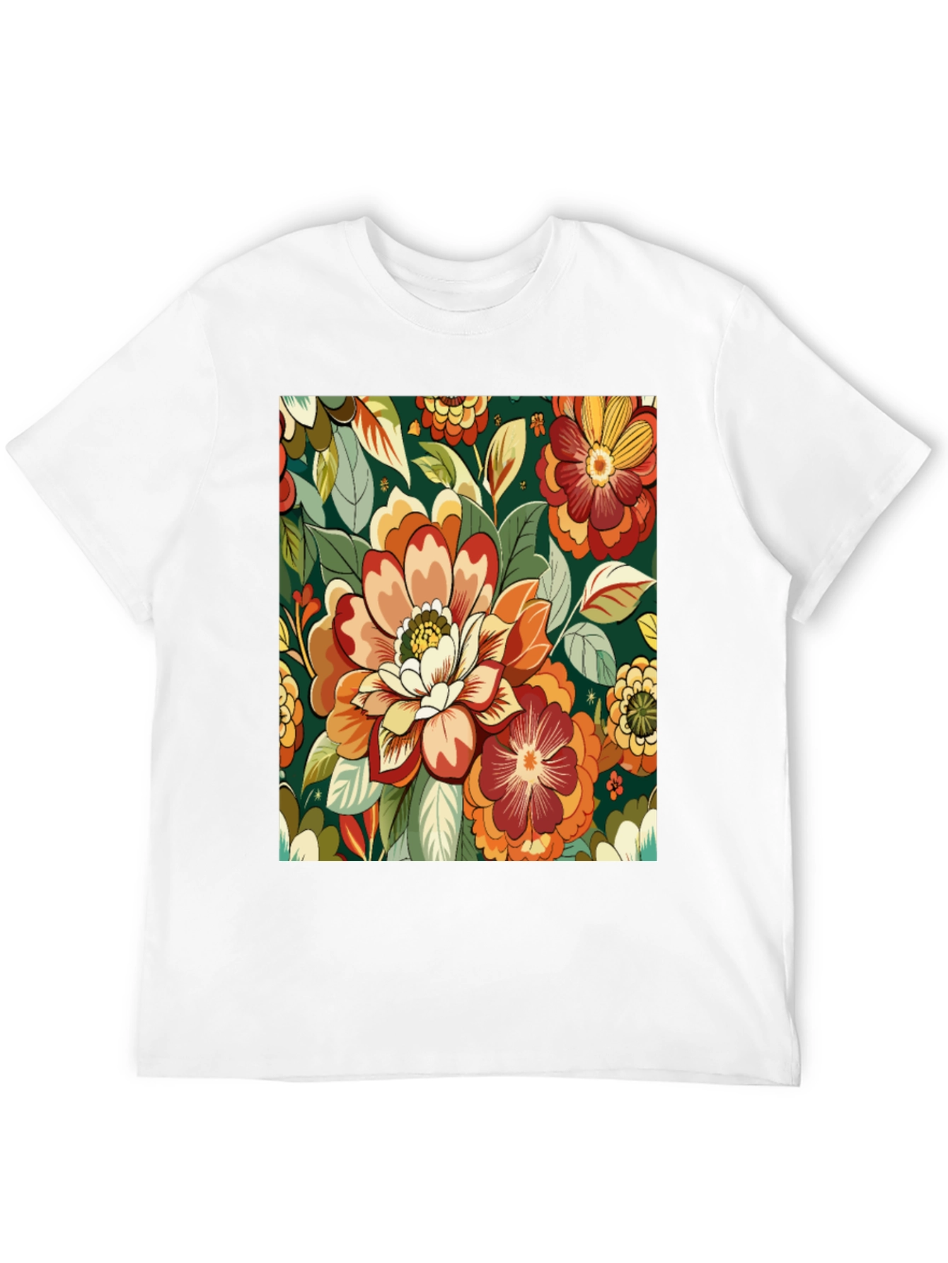 Floral Pattern Black T-Shirt