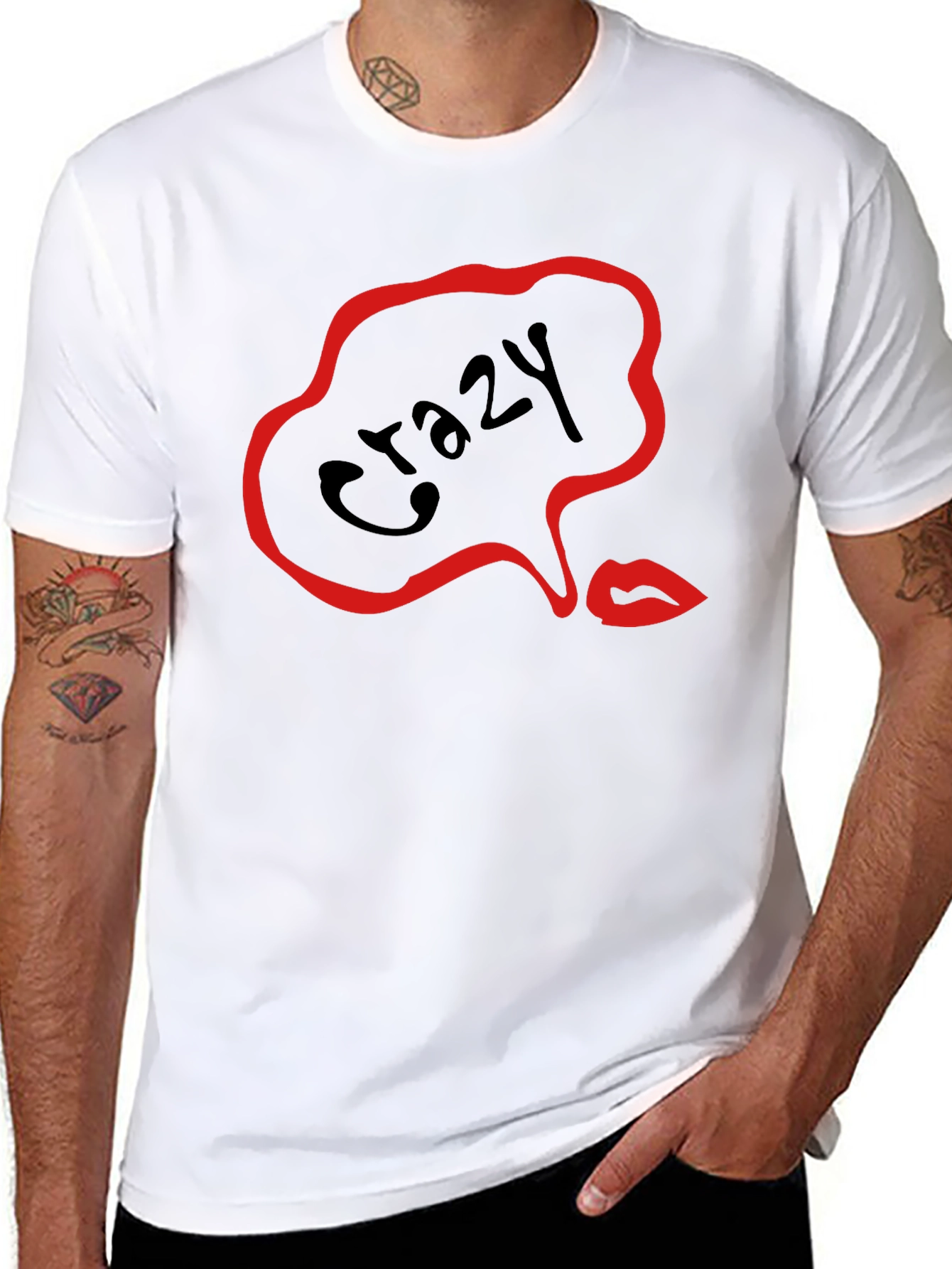 Crazy Lips Graphic Black T-Shirt