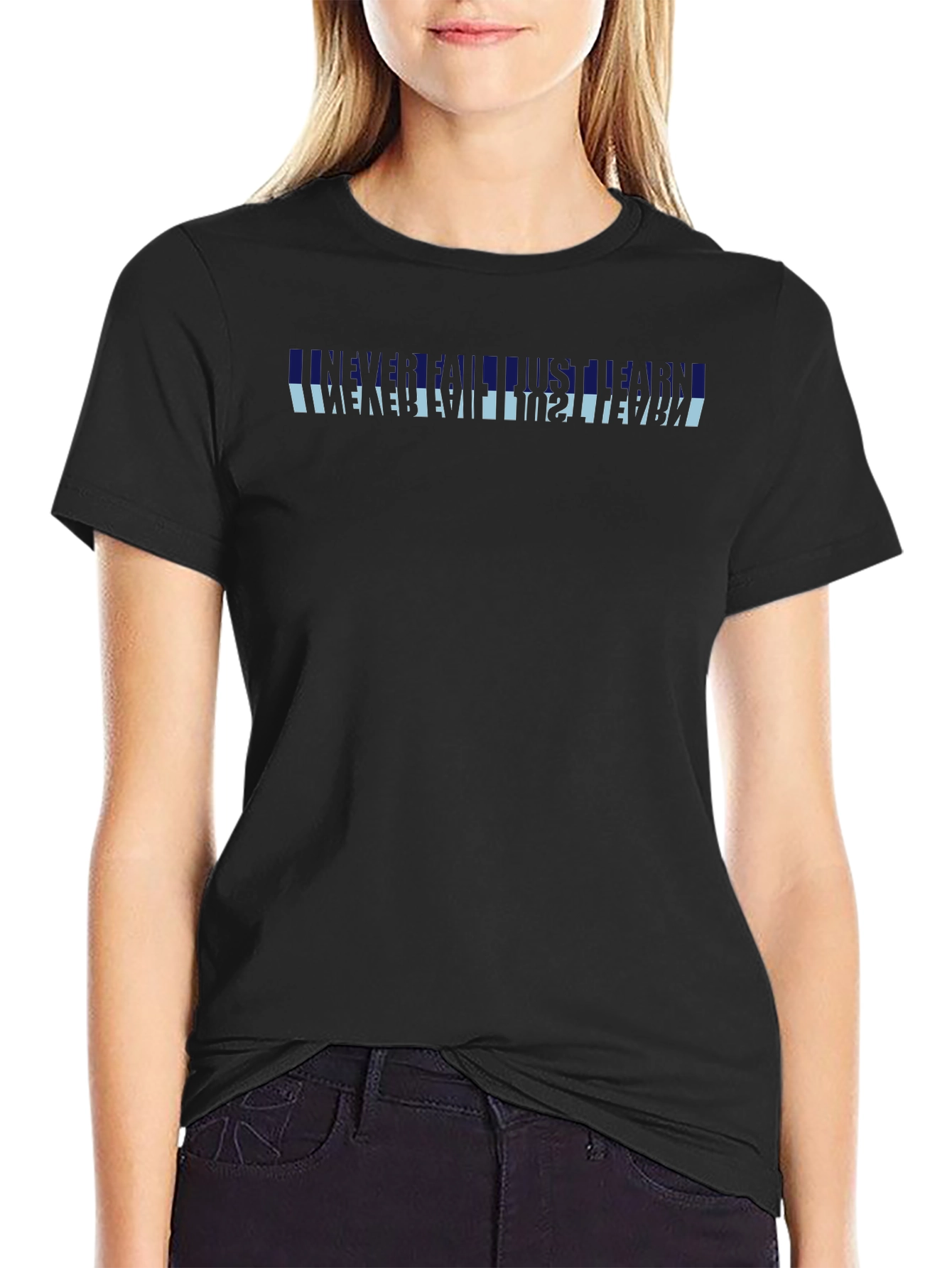 Retro Reflective Text T-Shirt - Black