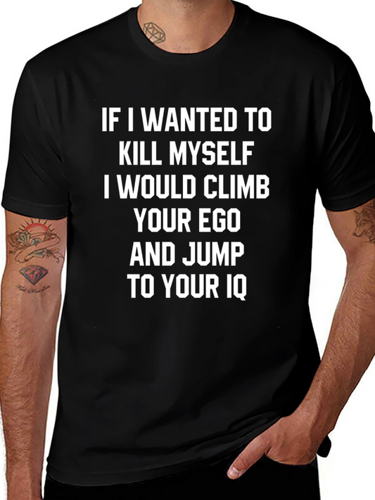 Humorous Ego & IQ Graphic T-Shirt