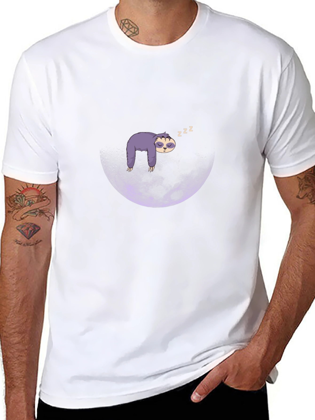 Sloth Moon Sleep T-Shirt - Mens Black Graphic Tee