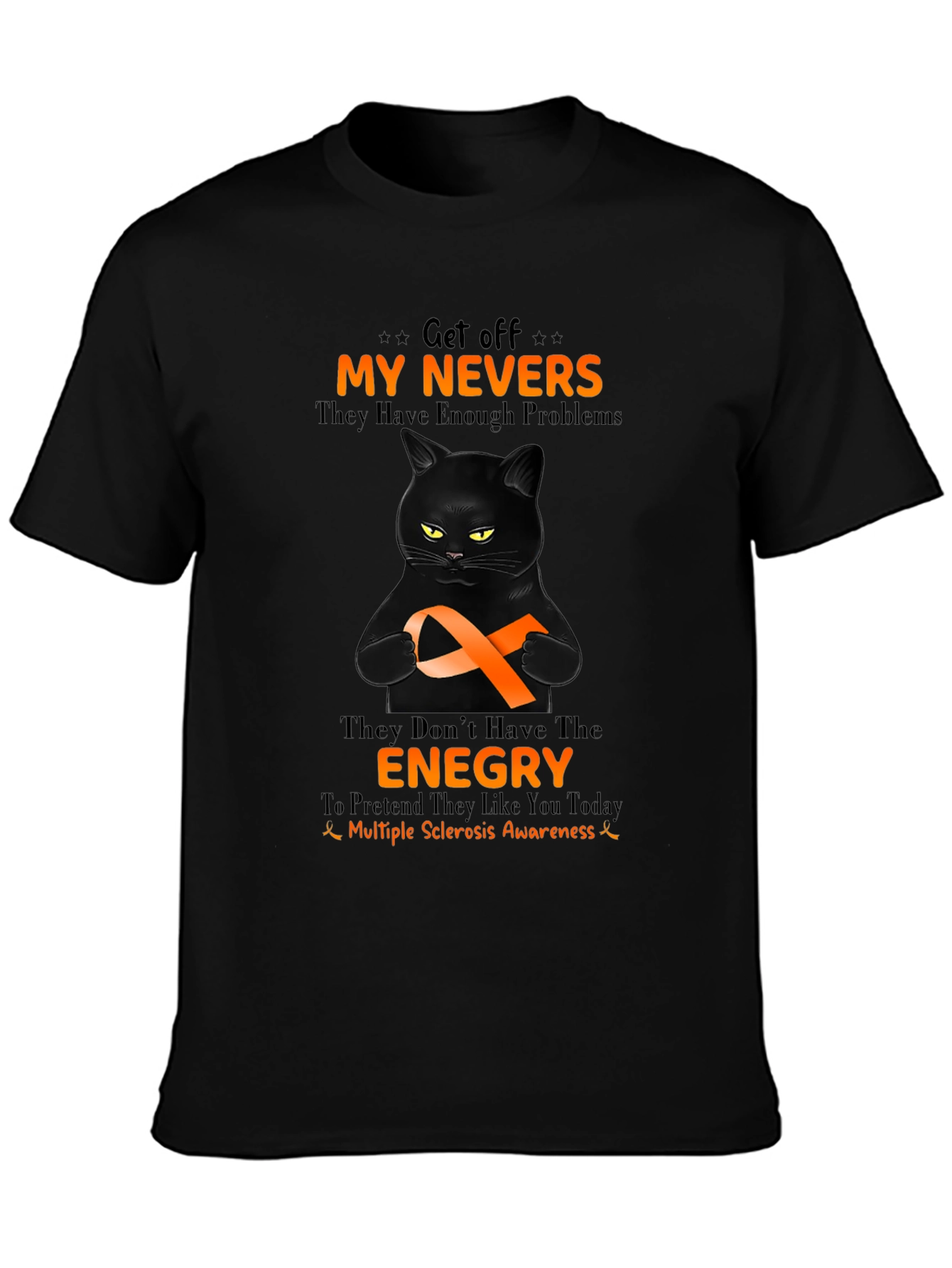 Multiple Sclerosis Awareness Black Cat T-Shirt