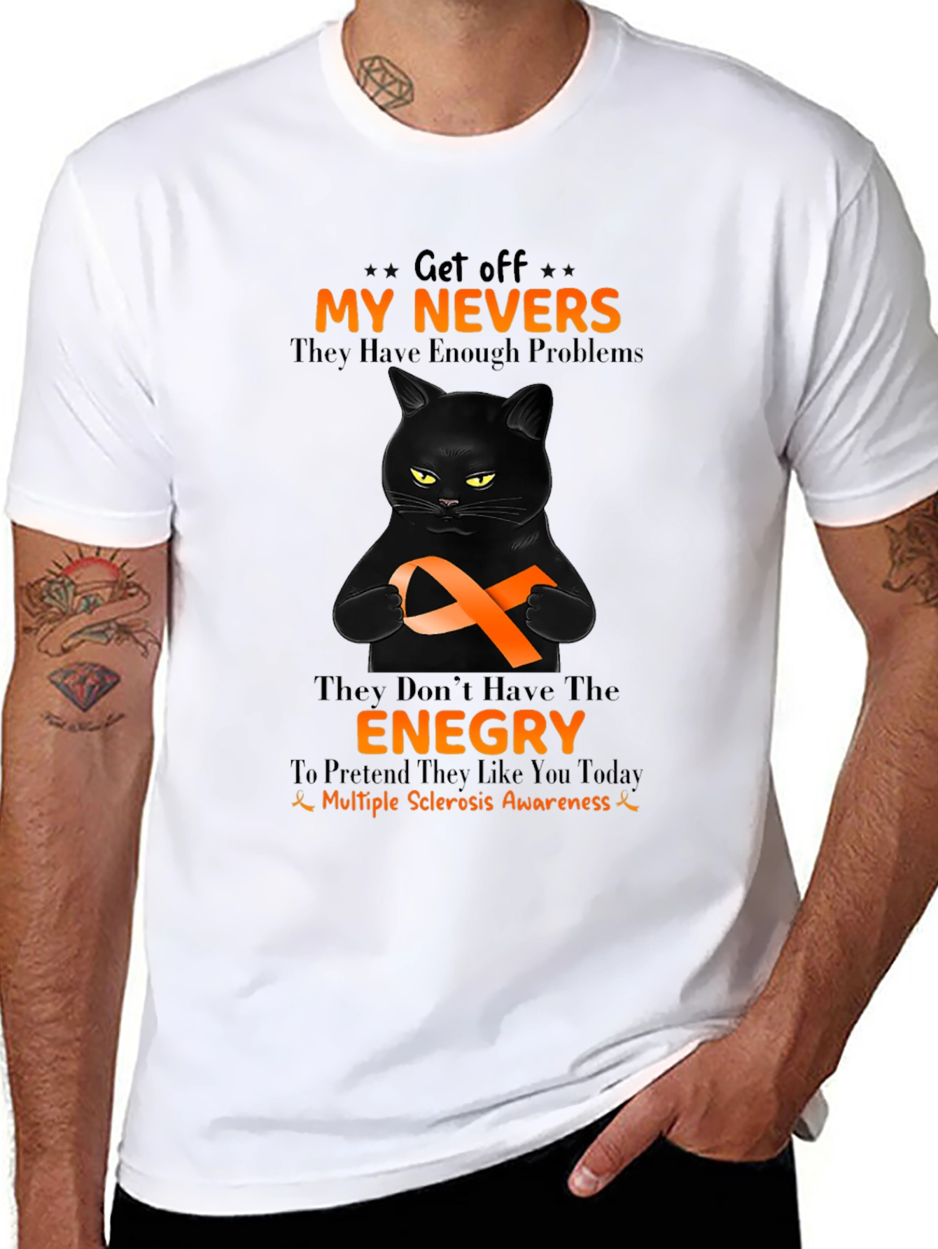 Multiple Sclerosis Awareness Black Cat T-Shirt