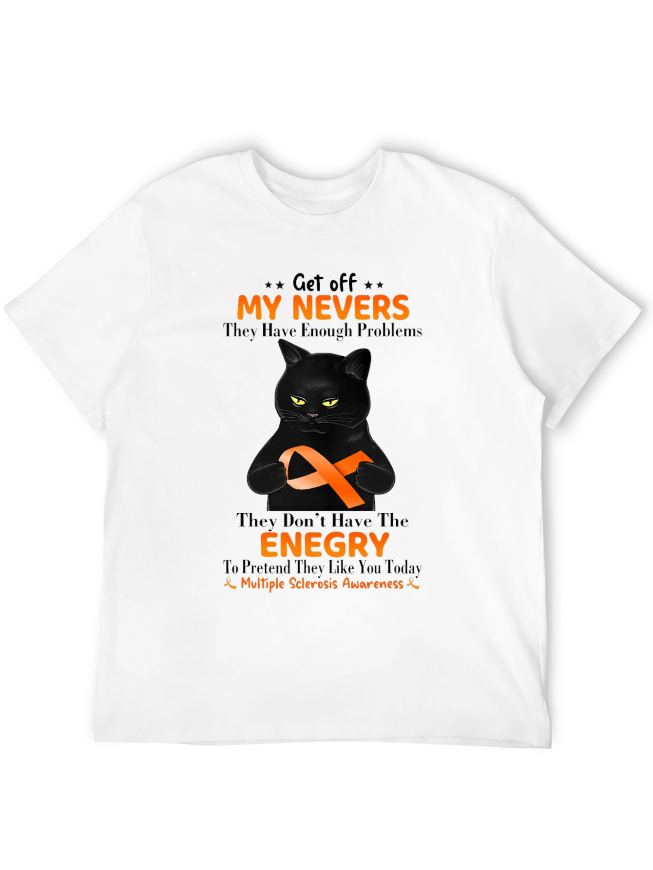 Multiple Sclerosis Awareness Black Cat T-Shirt