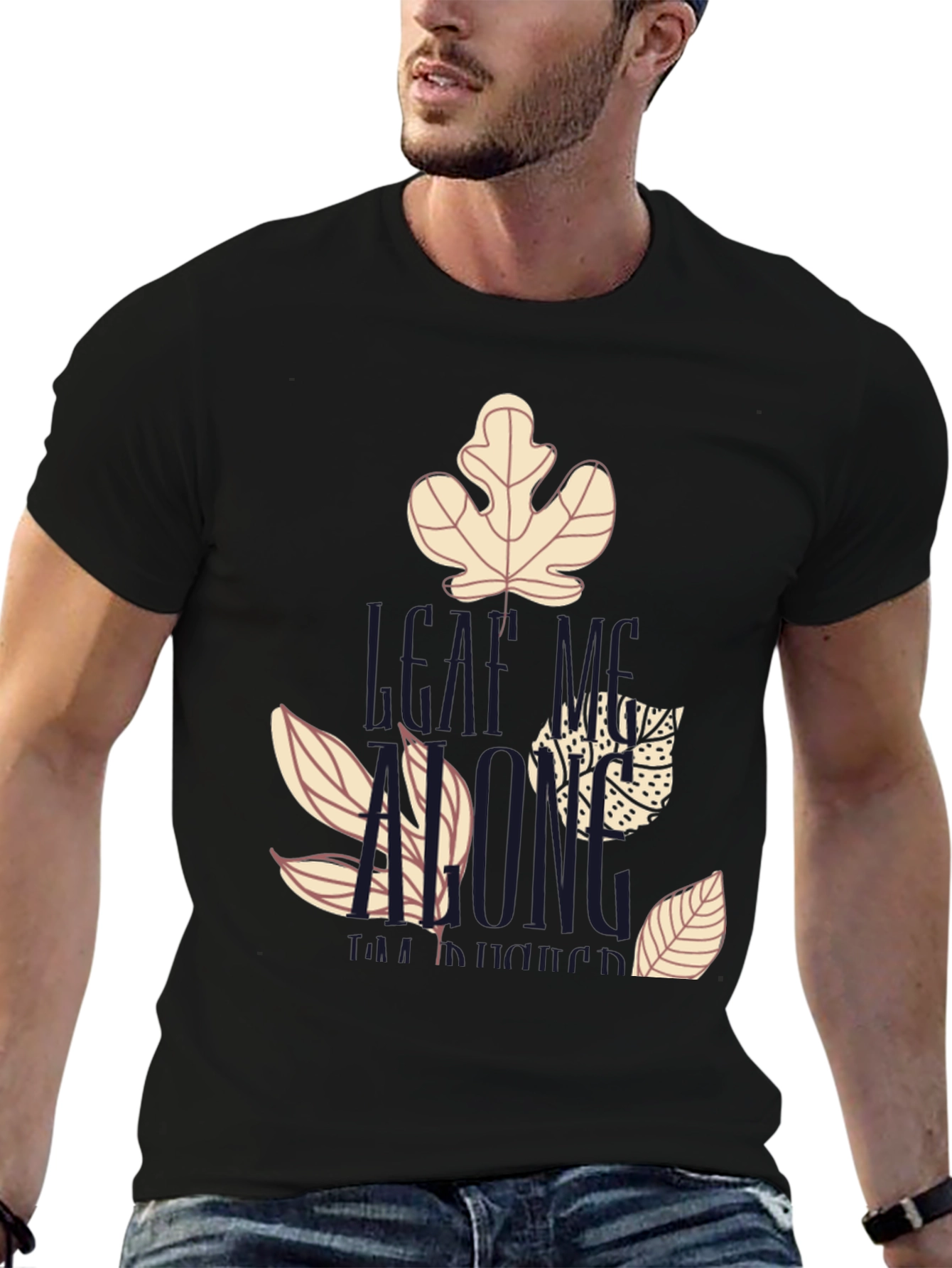 Leaf Me Alone Graphic T-Shirt - Black