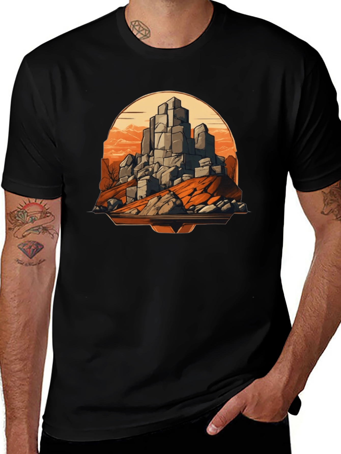 Mountain Rockscape Graphic Tee - Black