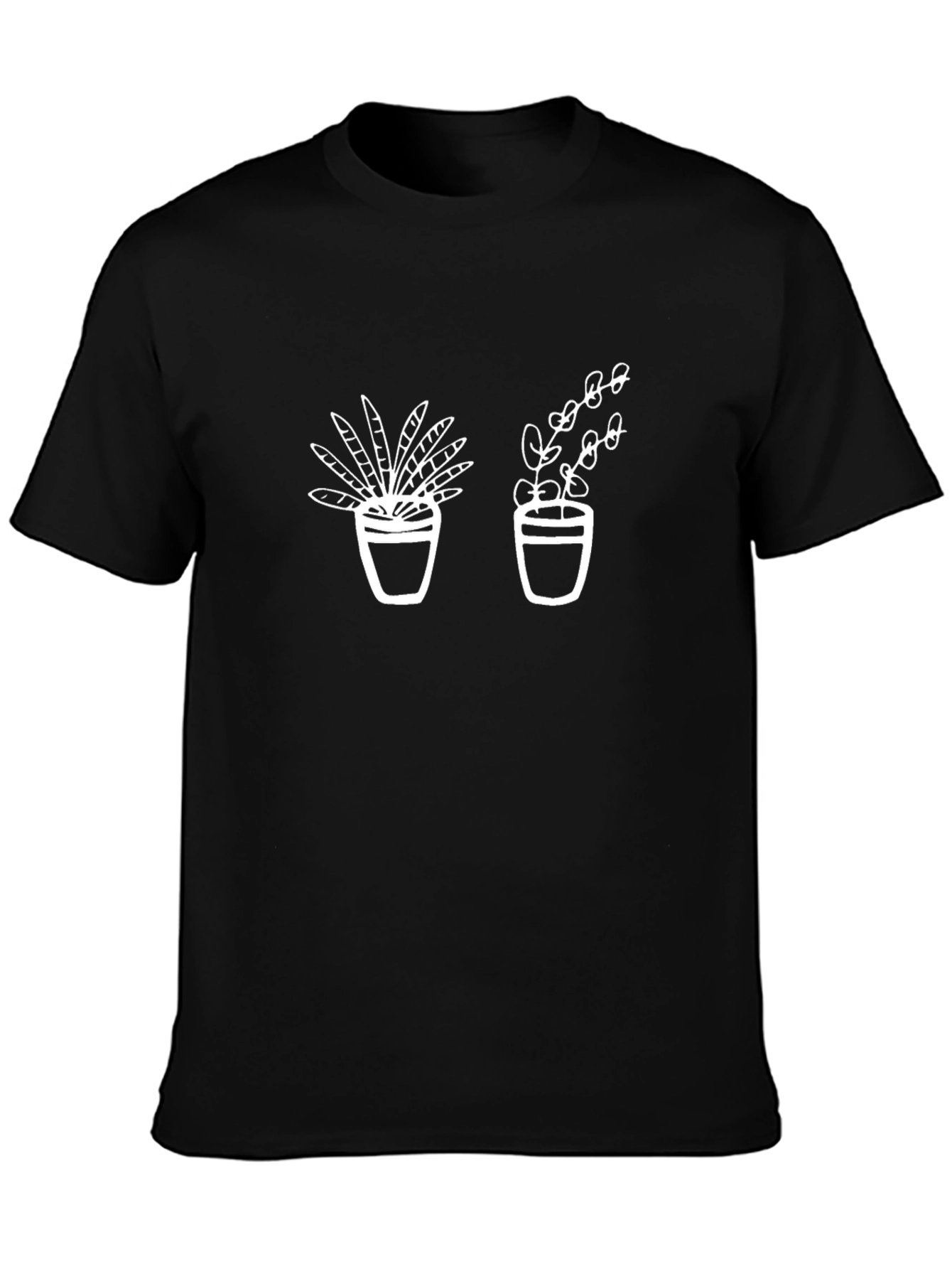 Potted Plants Graphic Tee - Black Cotton T-Shirt