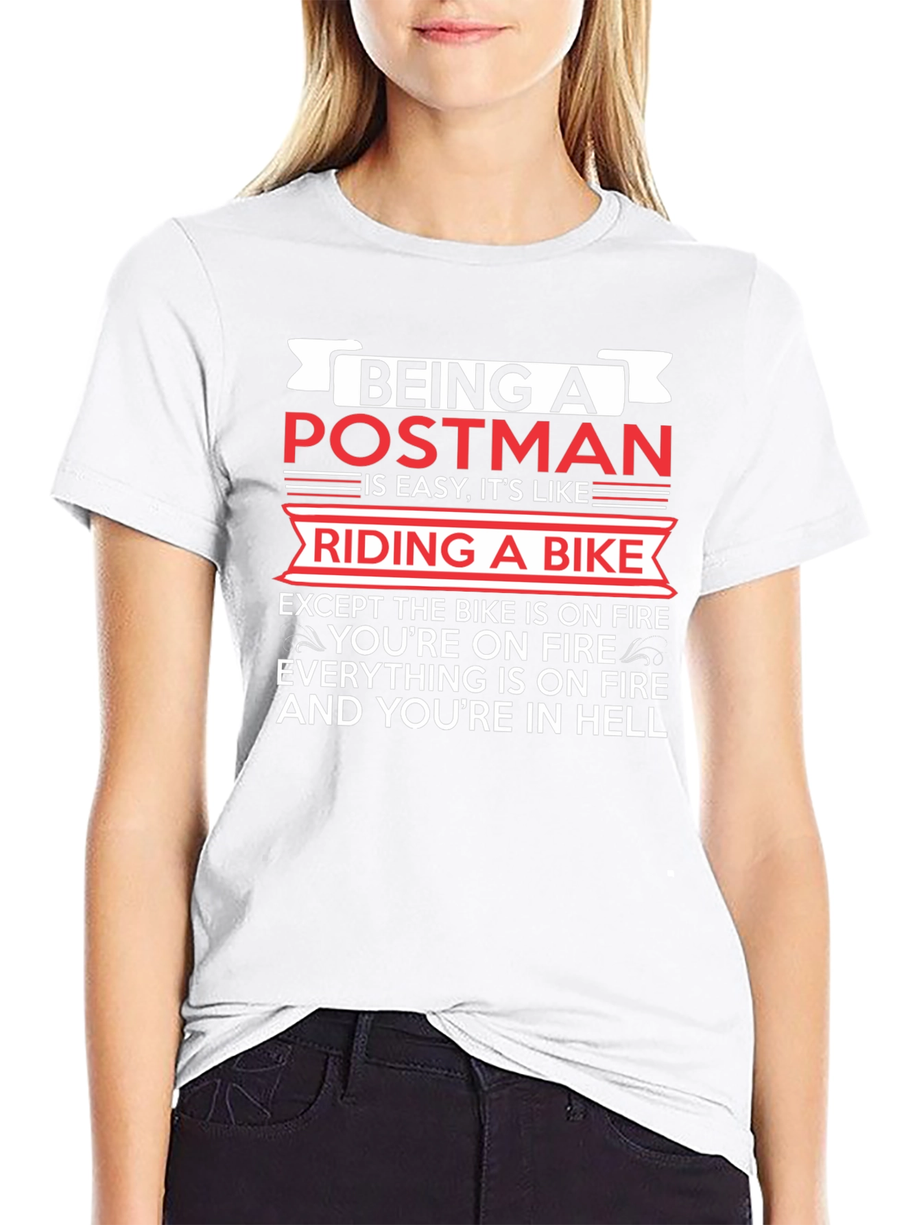 Postman Hell Funny T-Shirt - Bike On Fire