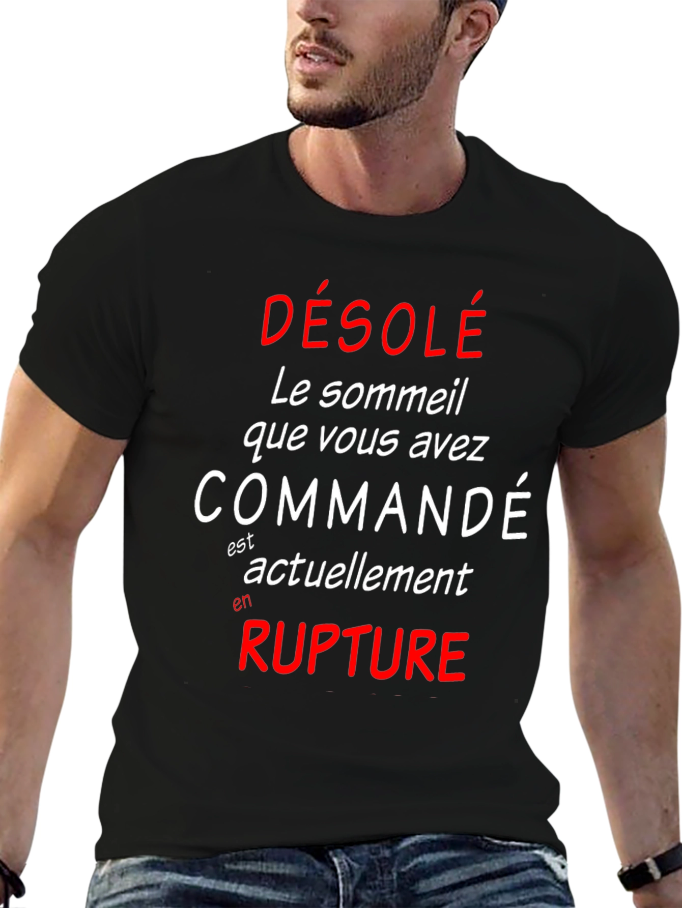 Funny French Sleep Deprived Graphic T-Shirt