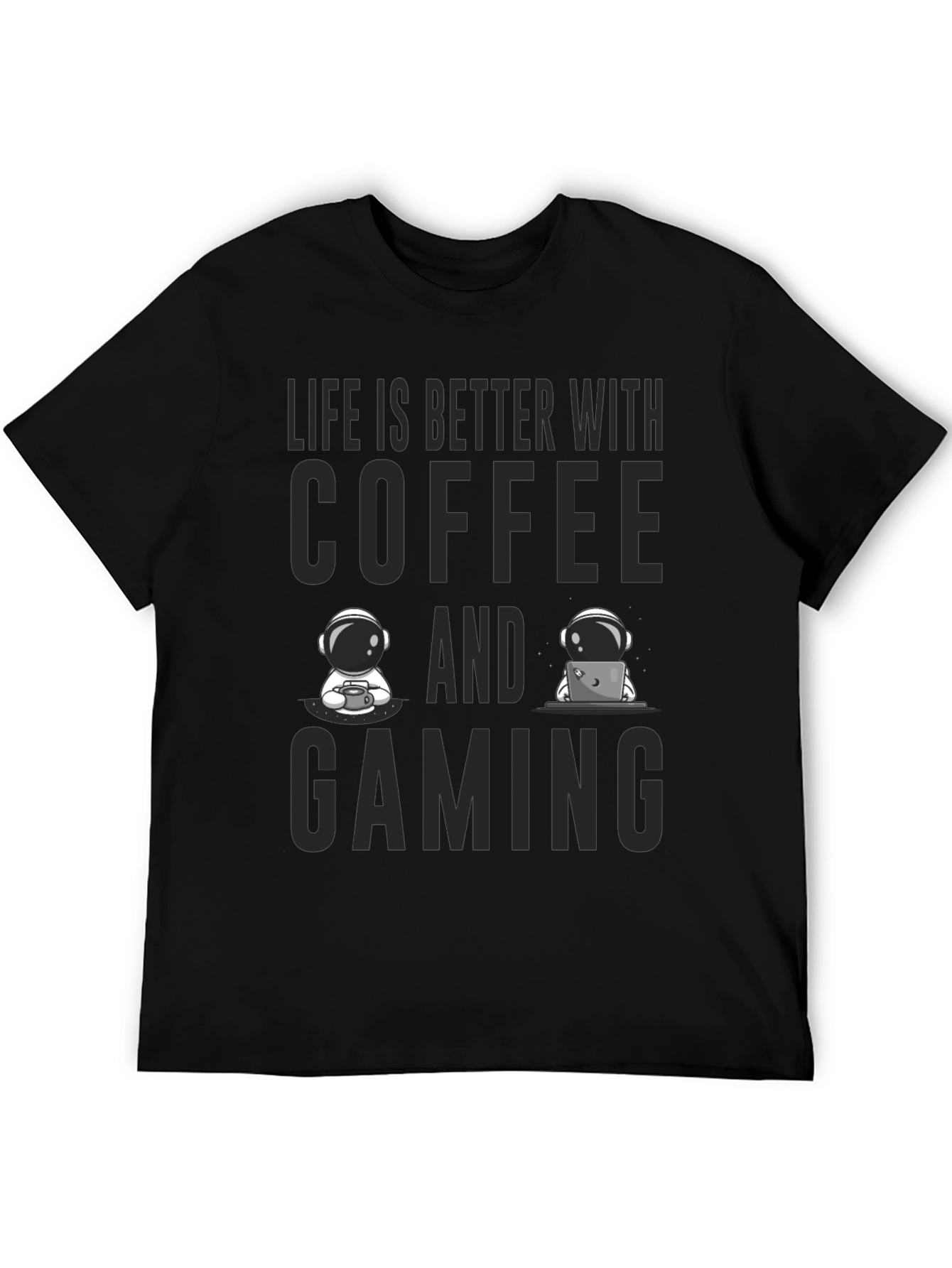 Coffee & Gaming Astronauts Black T-Shirt