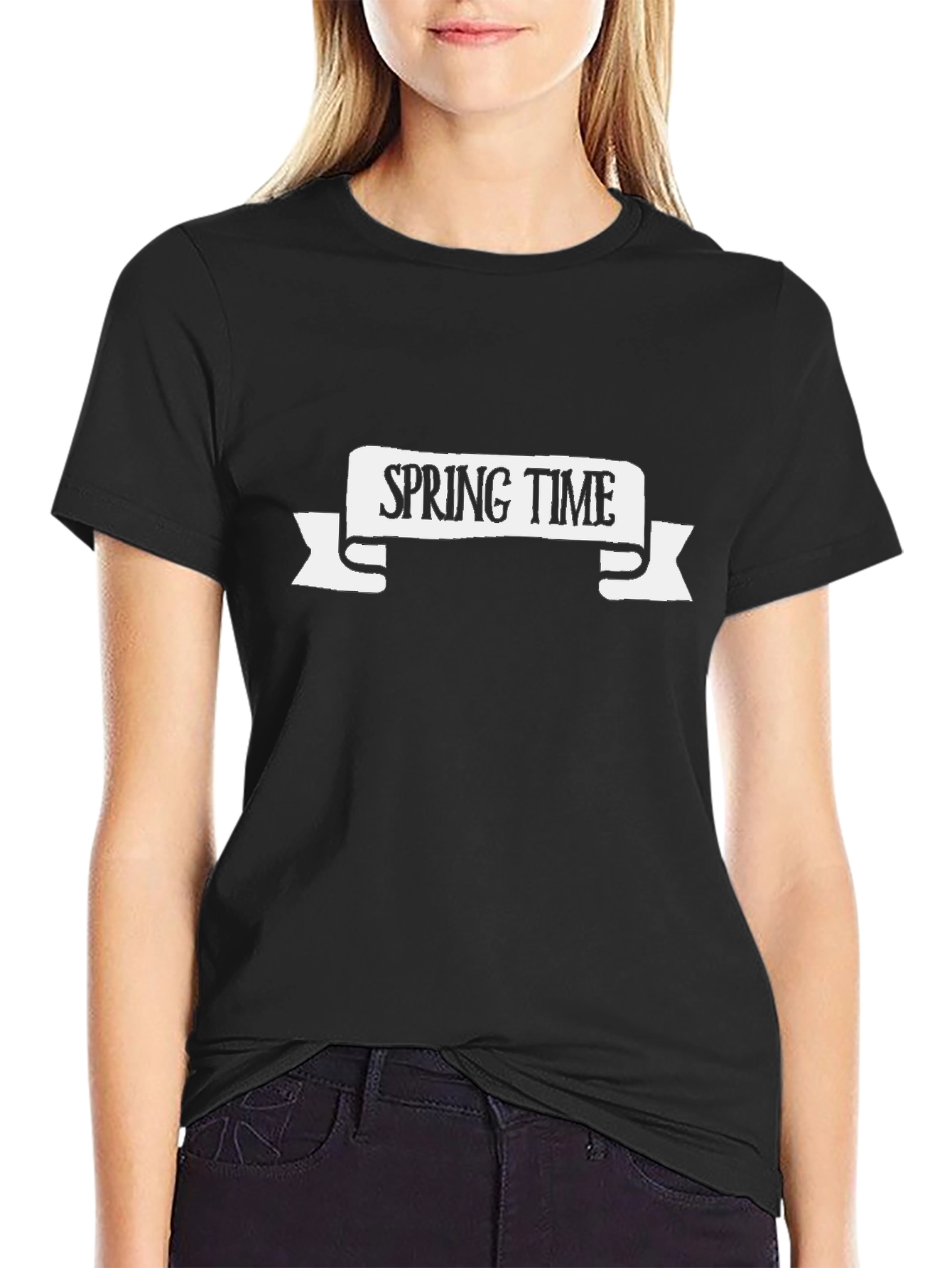 Spring Time Black Graphic Tee