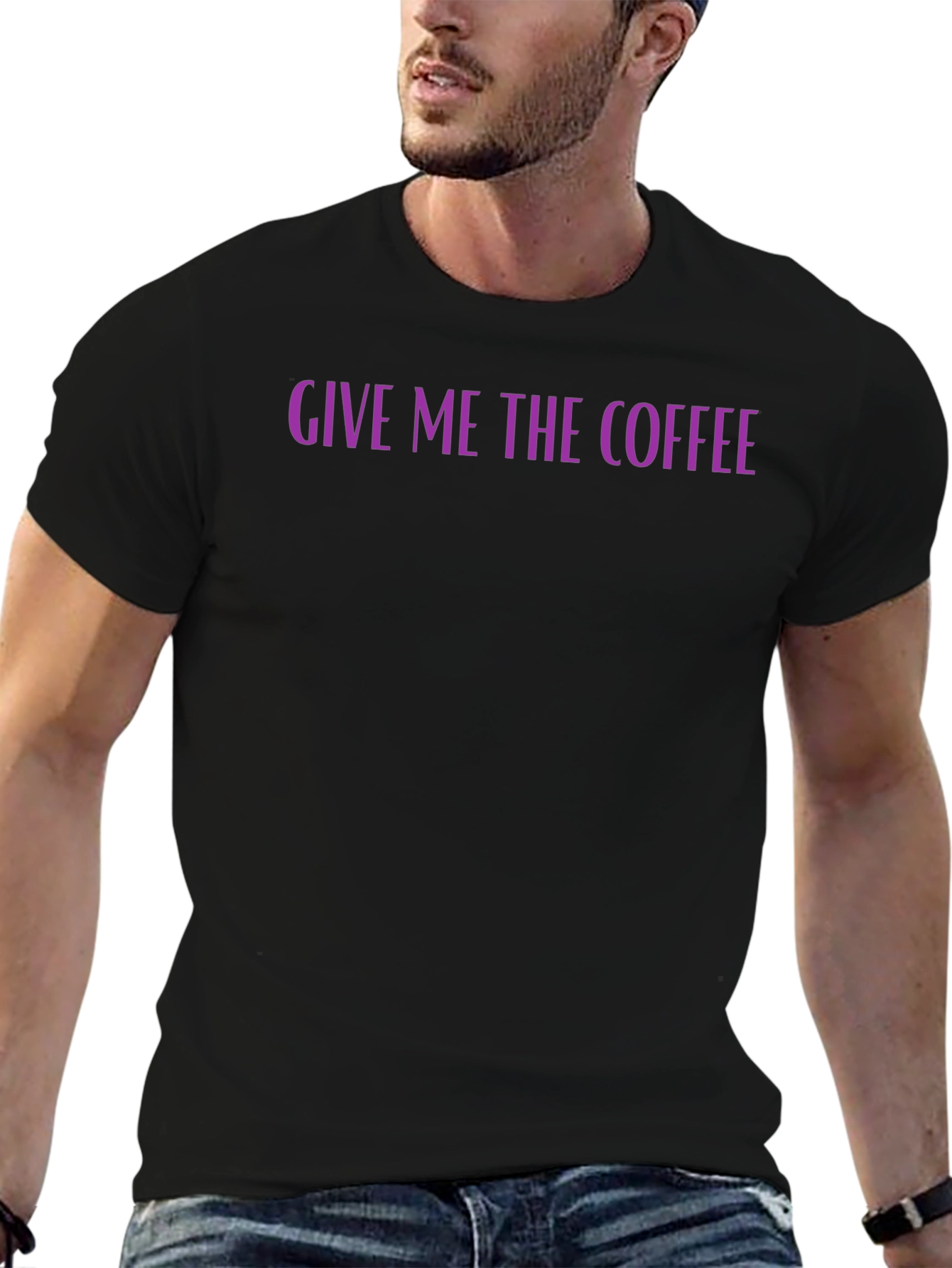Give Me The Coffee Graphic Tee - Black