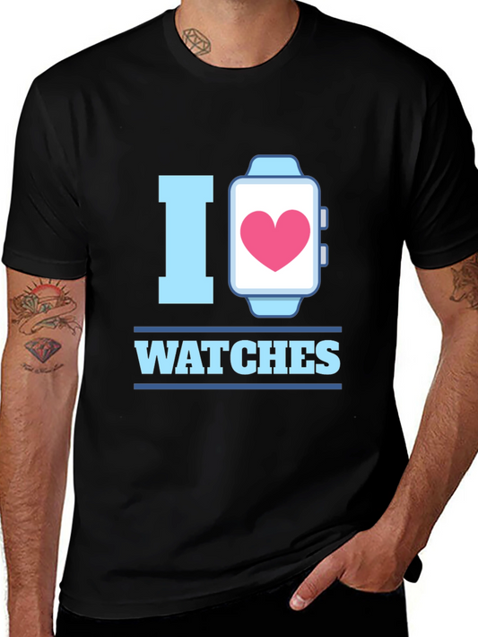I Heart Watches Graphic T-Shirt - Black Cotton Tee