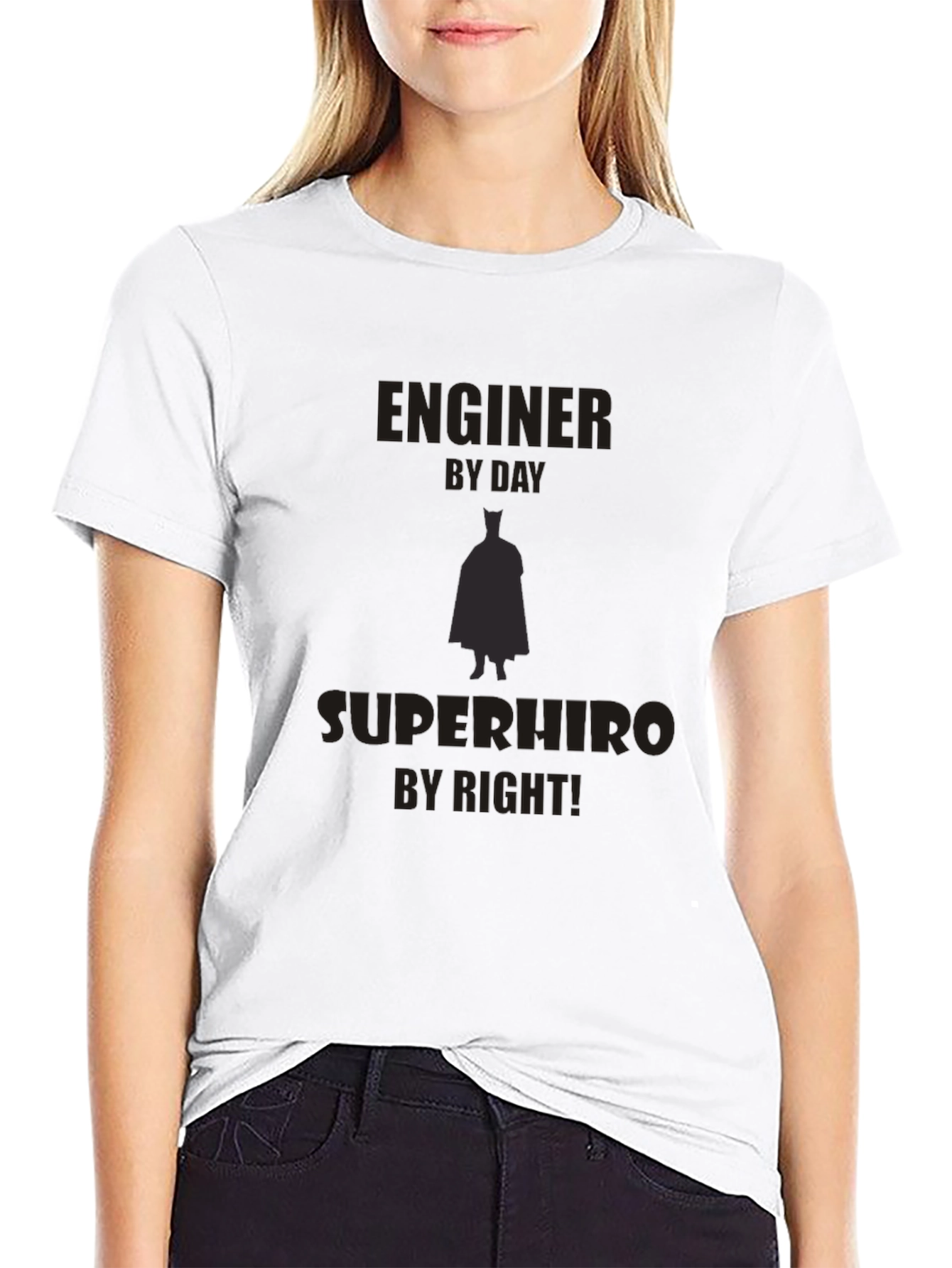 Engineer Superhero Black T-Shirt