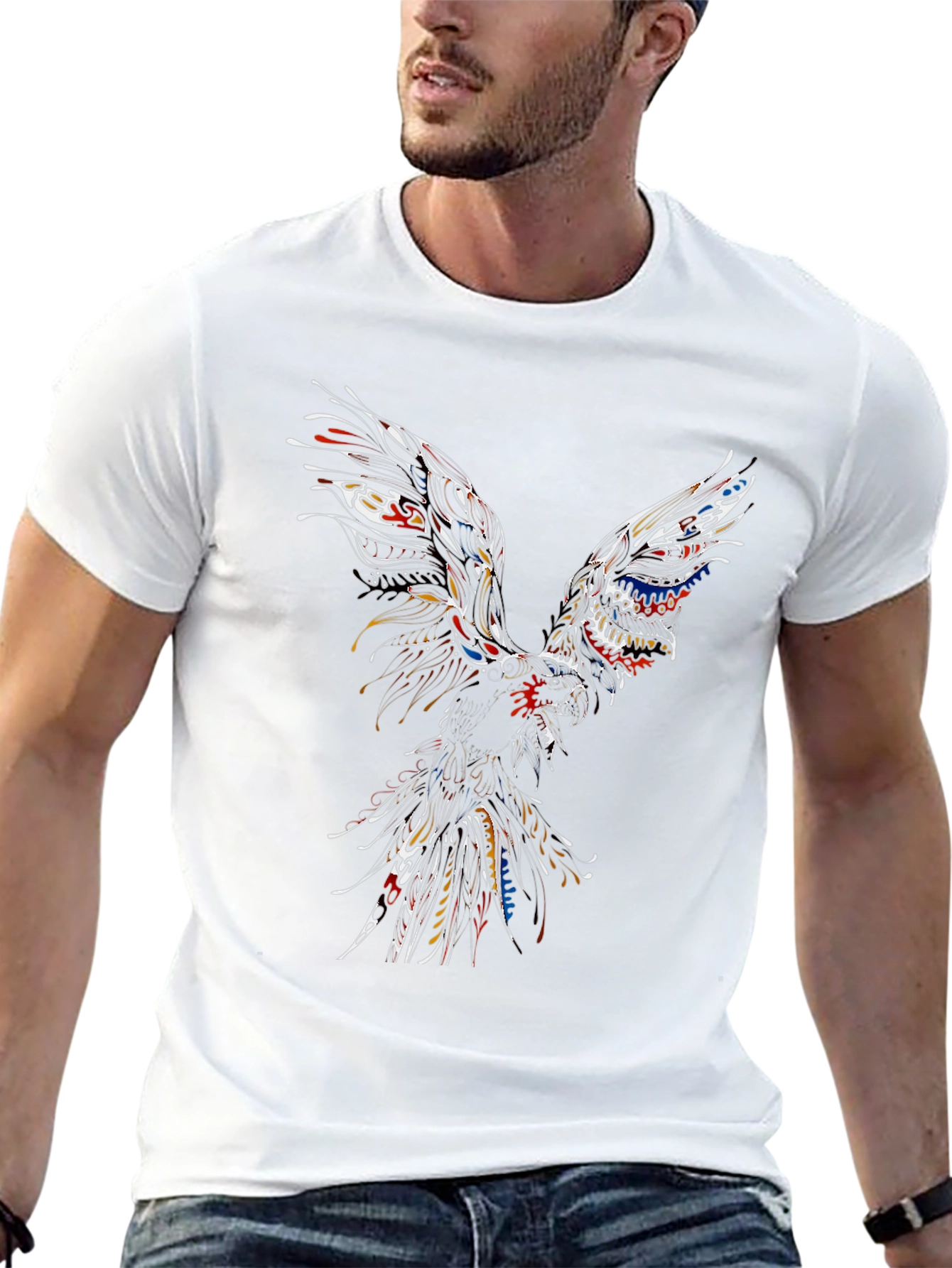 Abstract Phoenix Graphic Mens Black T-Shirt