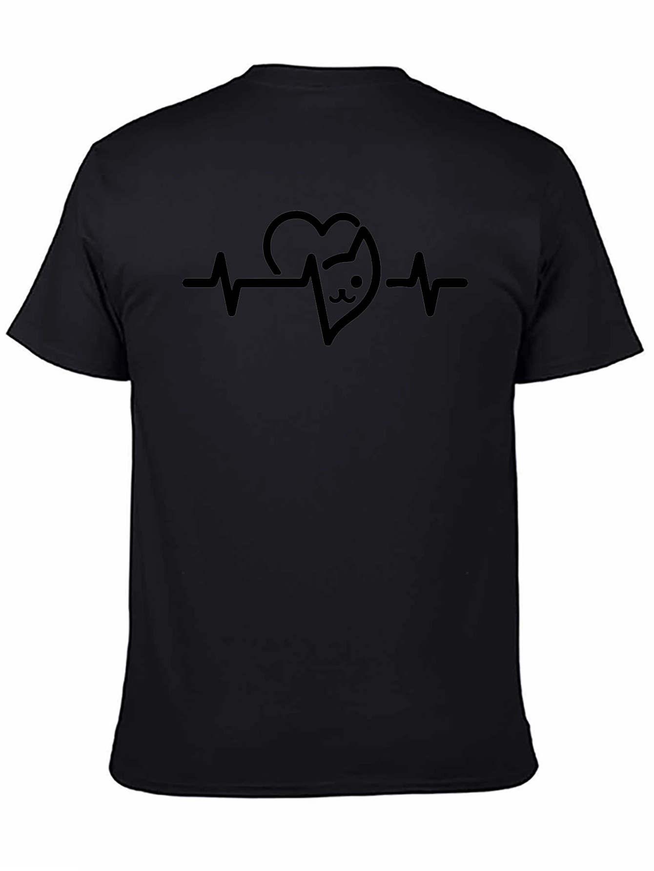Cat Heartbeat T-Shirt - Unisex Black Tee