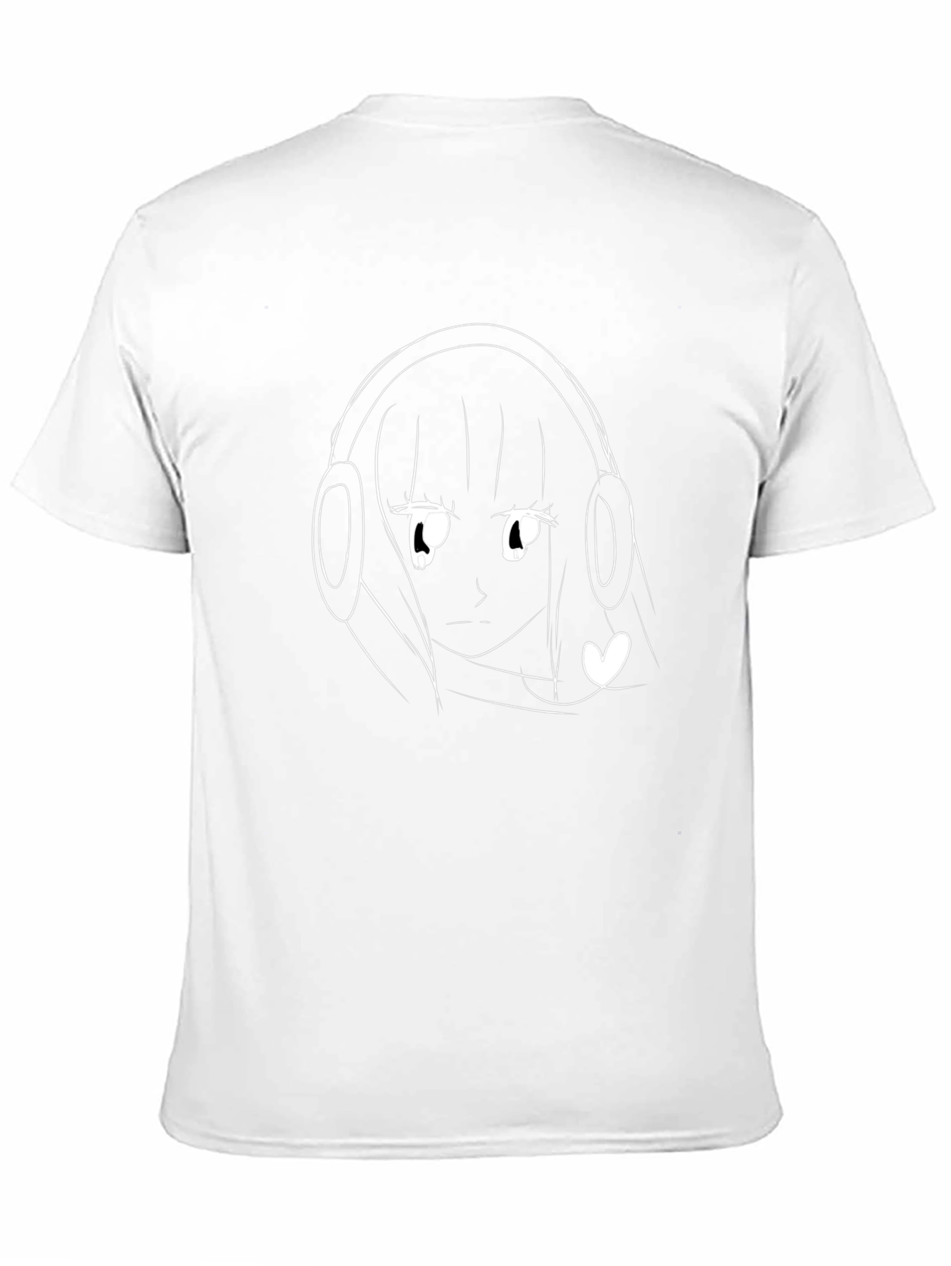 Anime Girl Headphones Black Graphic Tee