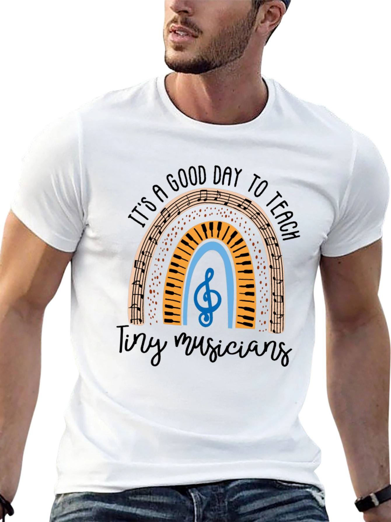Music Teacher Rainbow Graphic Tee
