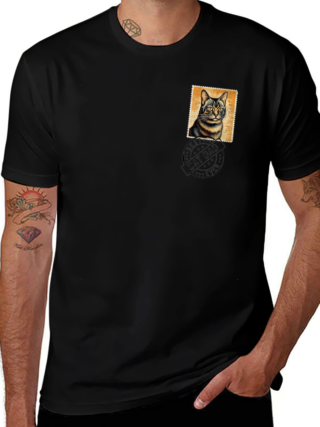Cat Dad Stamp Graphic T-Shirt