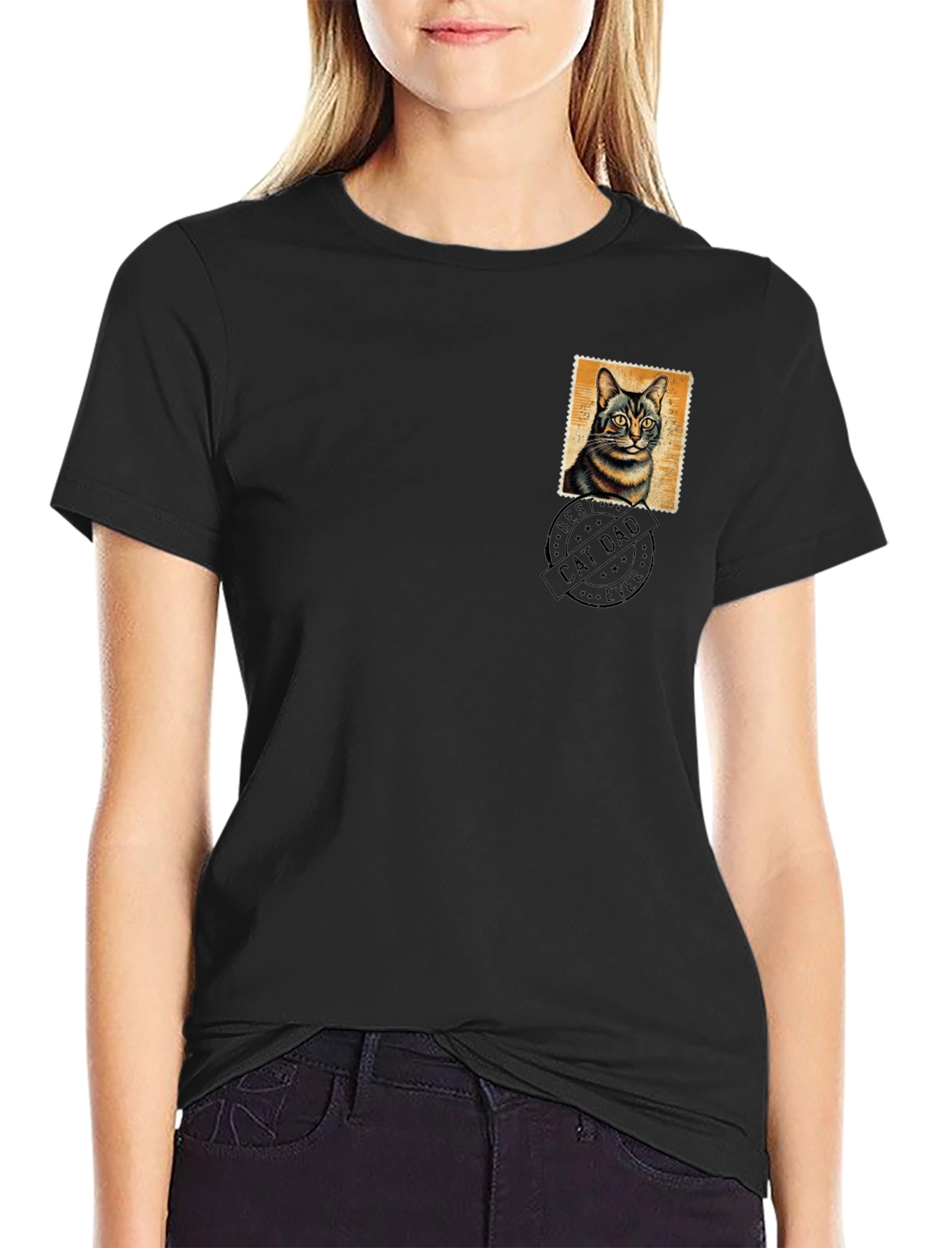 Cat Dad Stamp Graphic T-Shirt