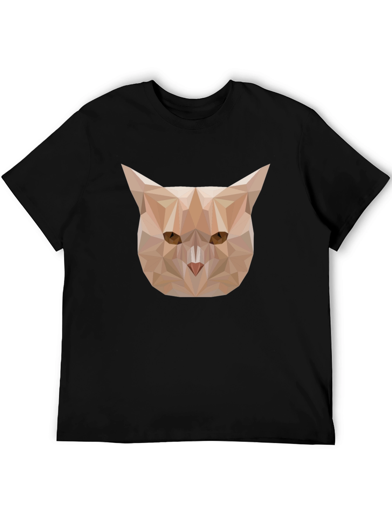 Geometric Cat Graphic Tee - Black